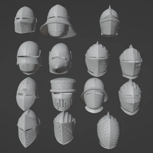 14 Medieval Helmets Pack | WEARABLE EMPTY INSIDE