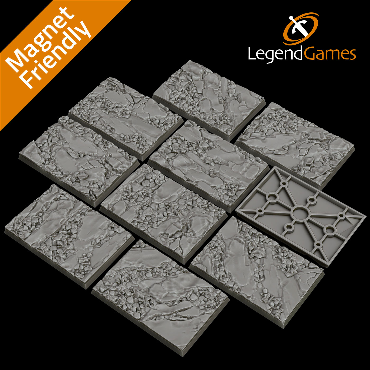 LegendGames 50x75mm Rectangular Natural Stone Bases