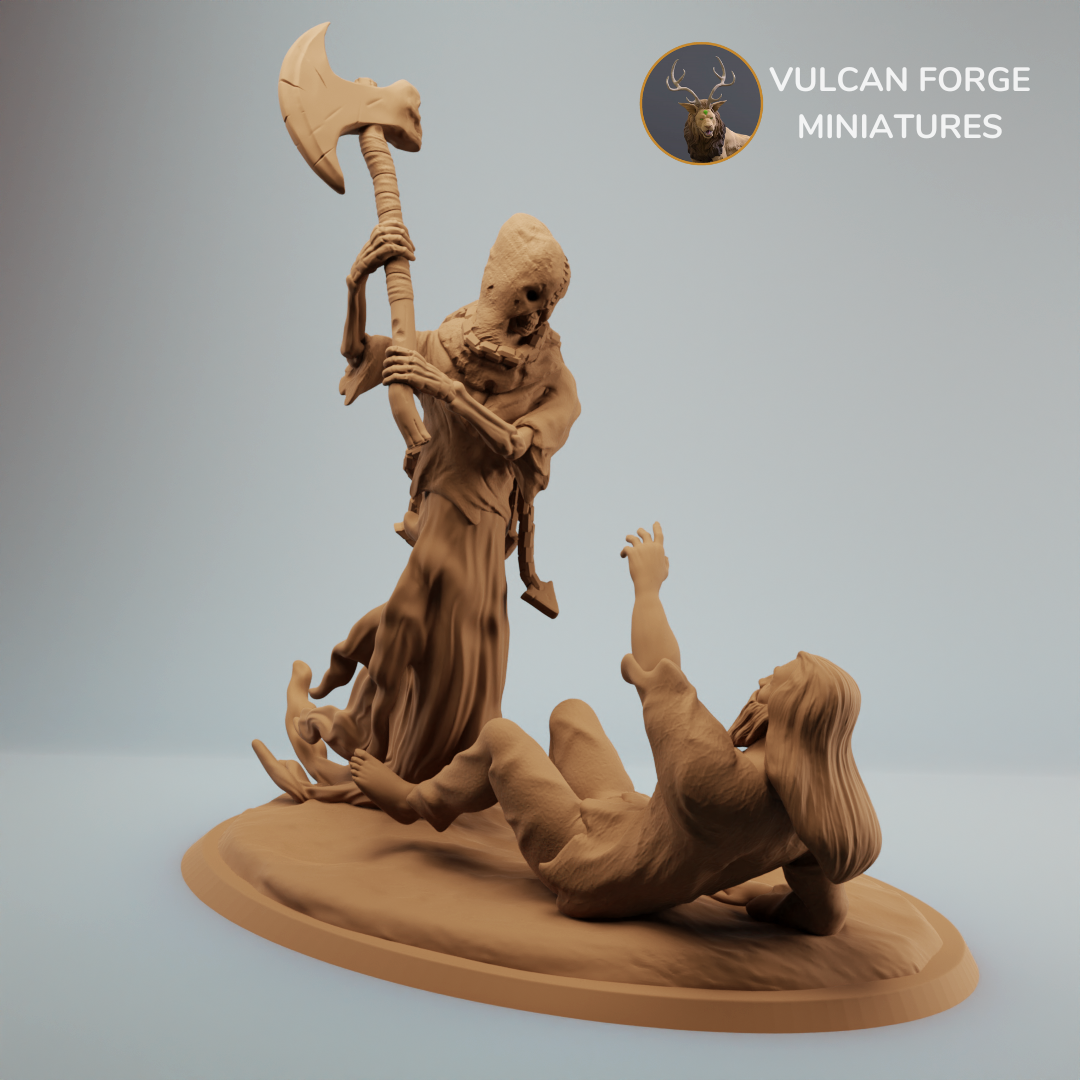 Executioner Geist undead skeleton wraith attacking a peasant - pre supported