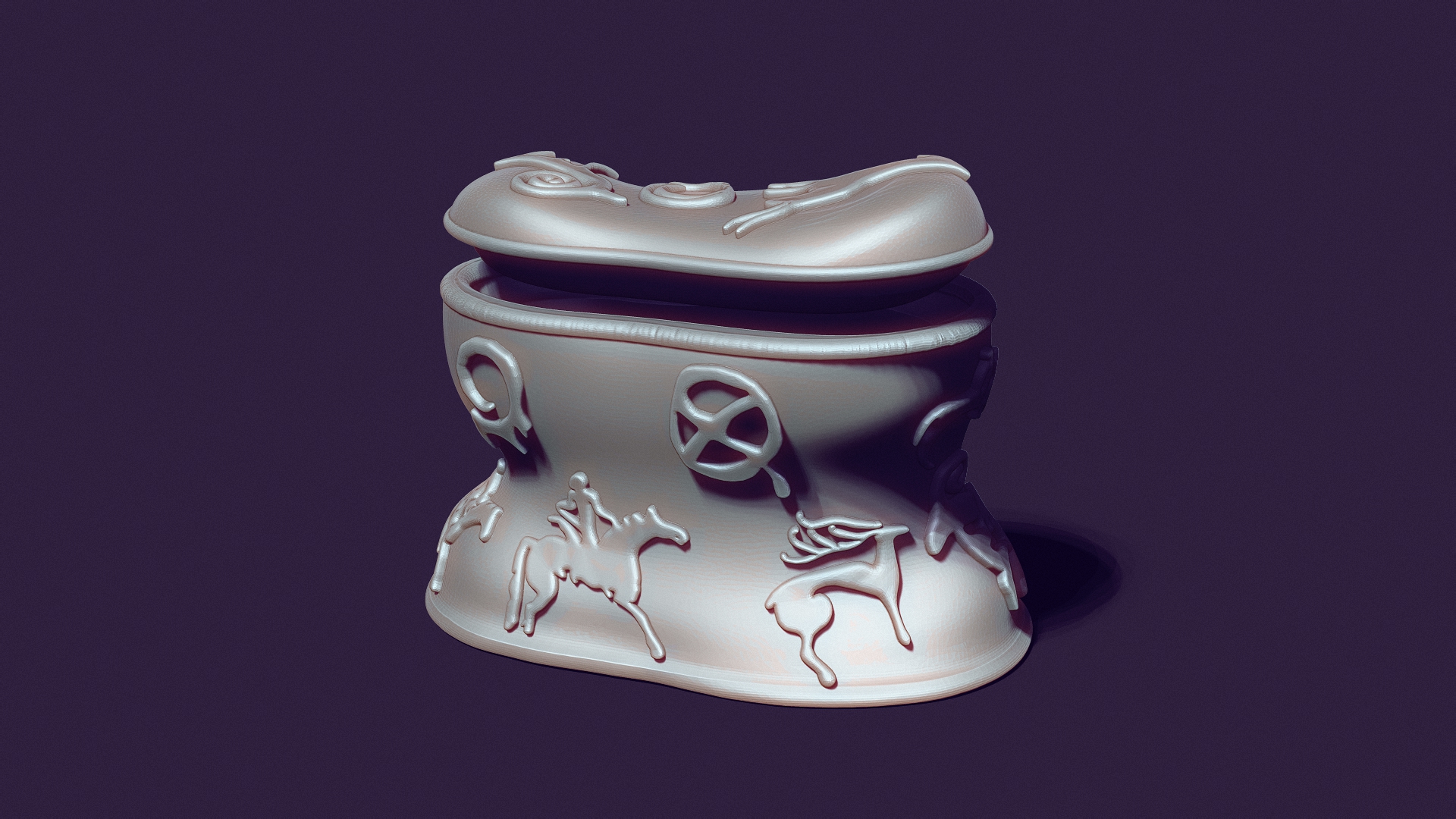 Asyk-Style Trinket Box with Petroglyphs for 3D Printing