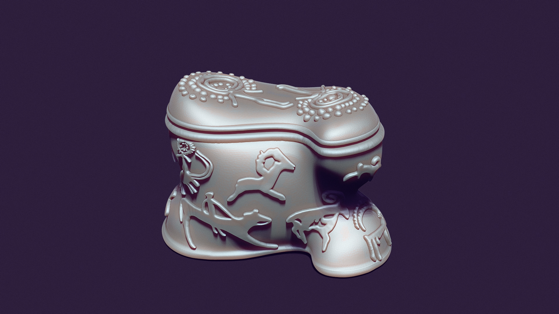 Asyk-Style Trinket Box with Petroglyphs for 3D Printing