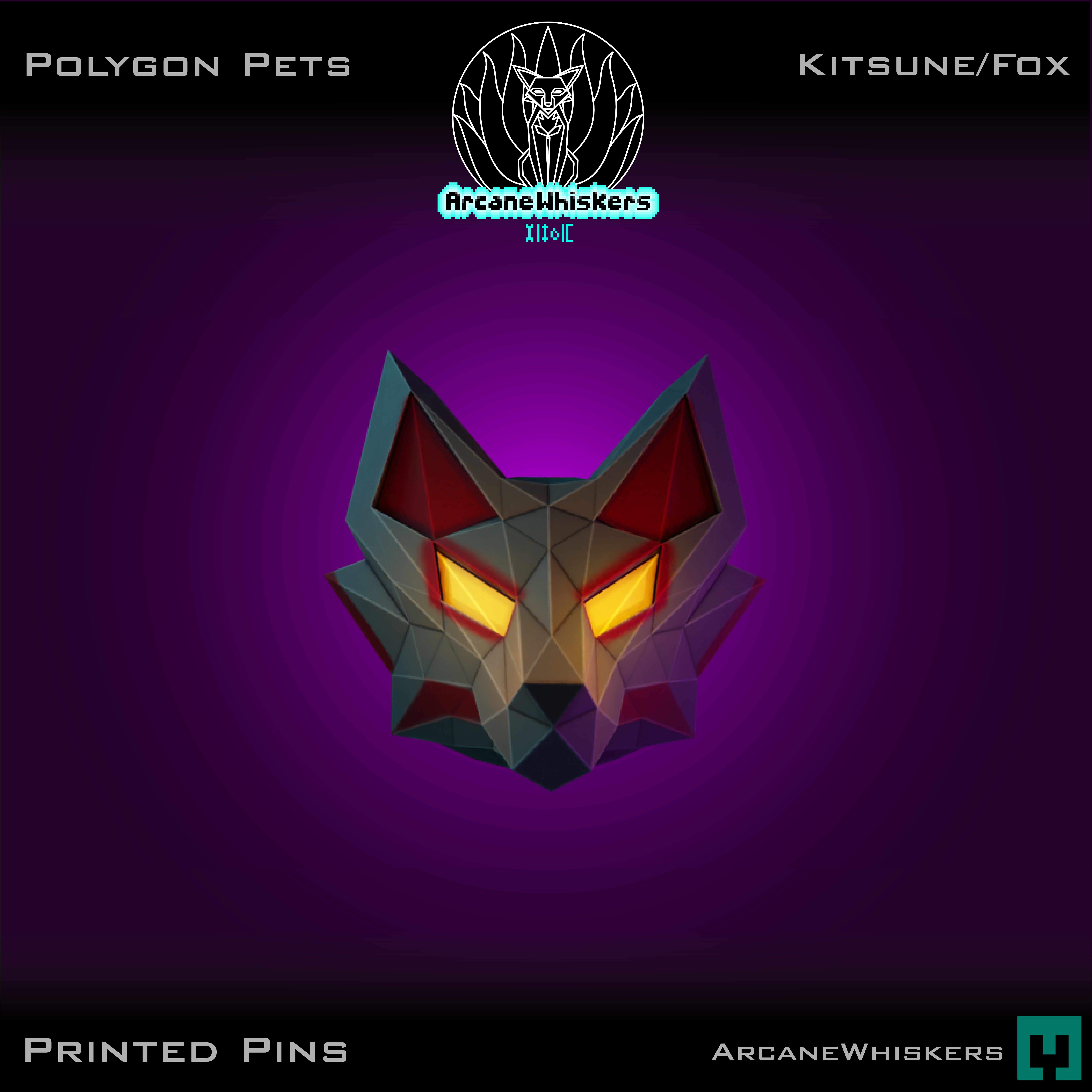 Low poly Kitsune Pin