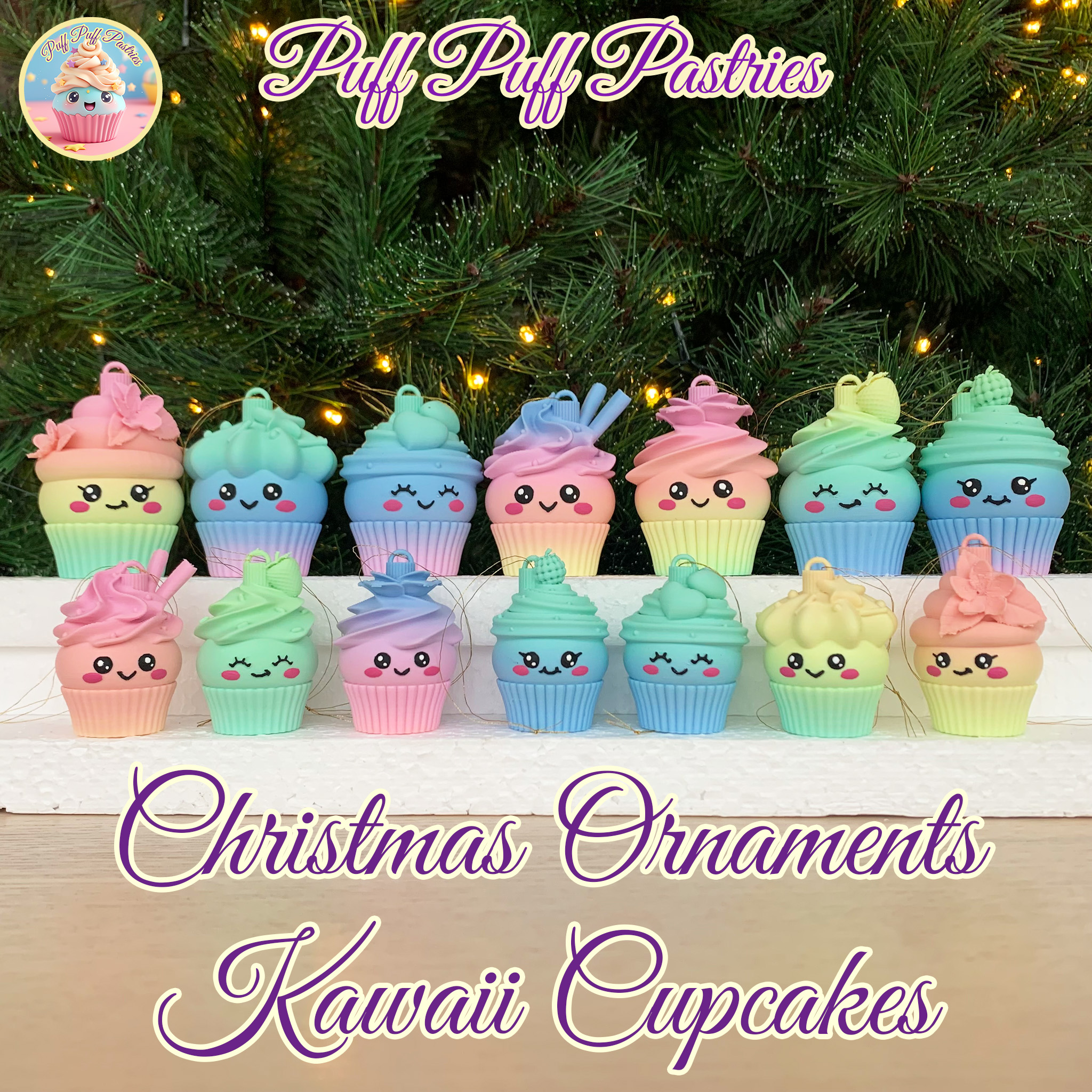 Christmas Ornaments Kawaii Cupcakes Family