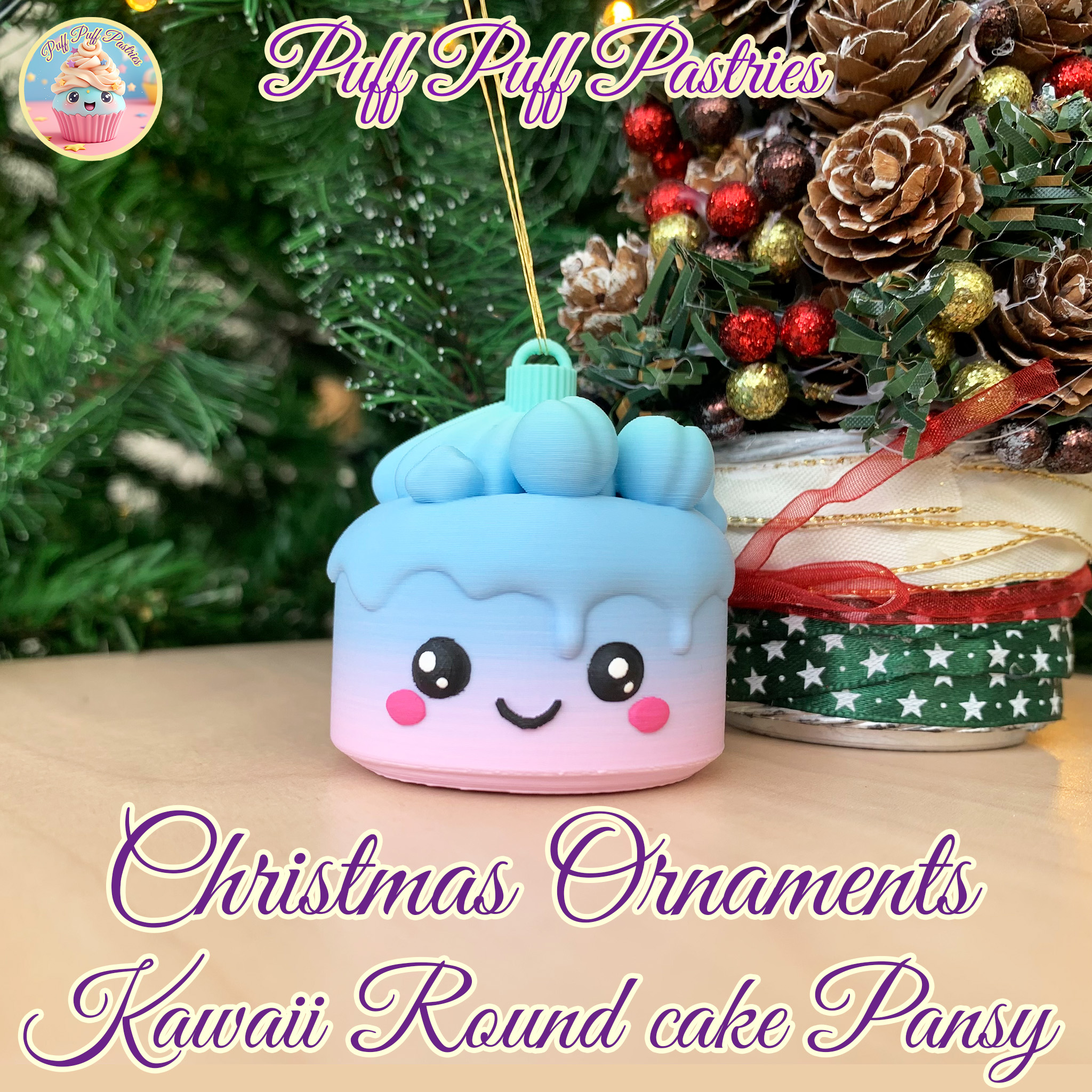 Christmas Ornaments Kawaii Round cake Pansy