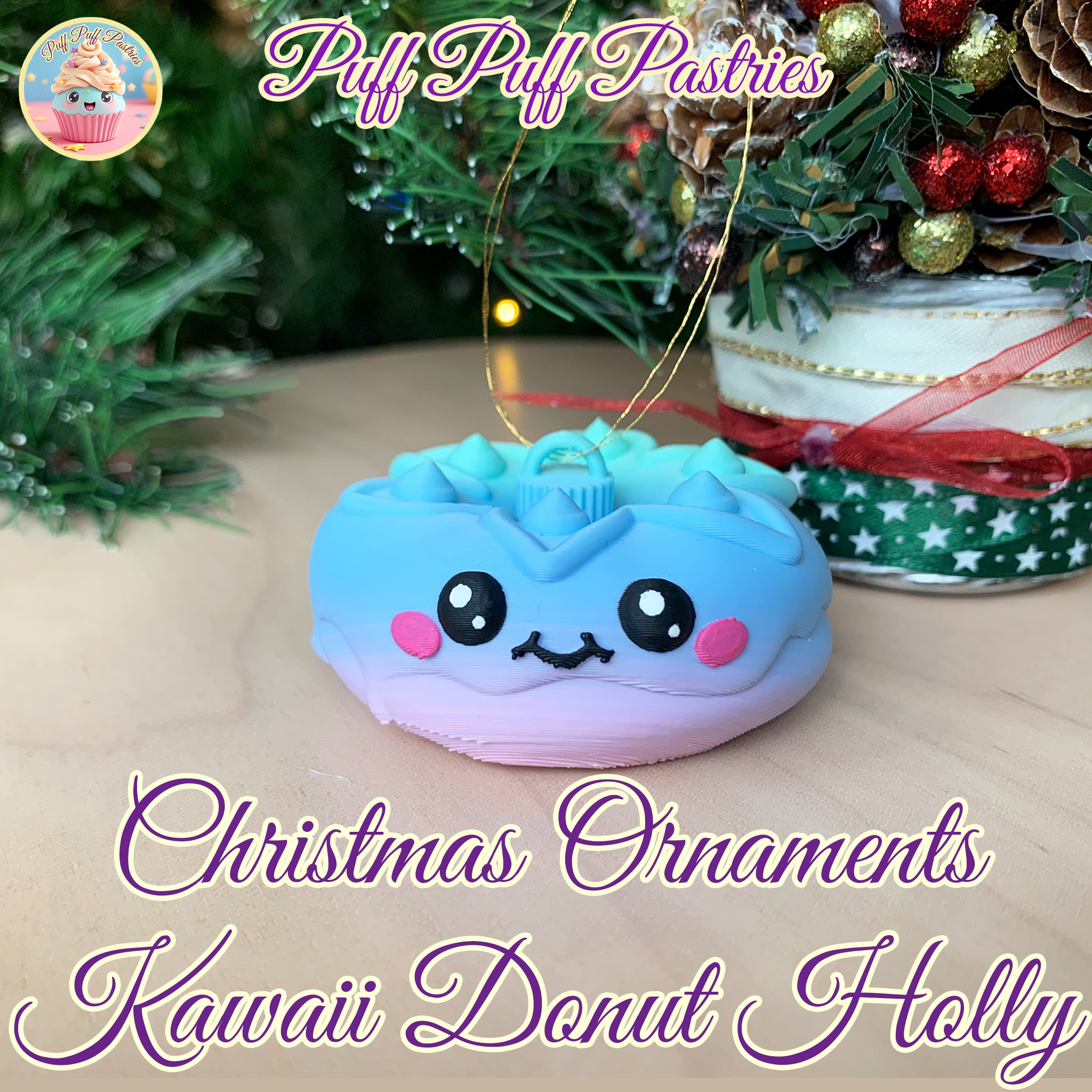 Christmas Ornaments Kawaii Donut Holly