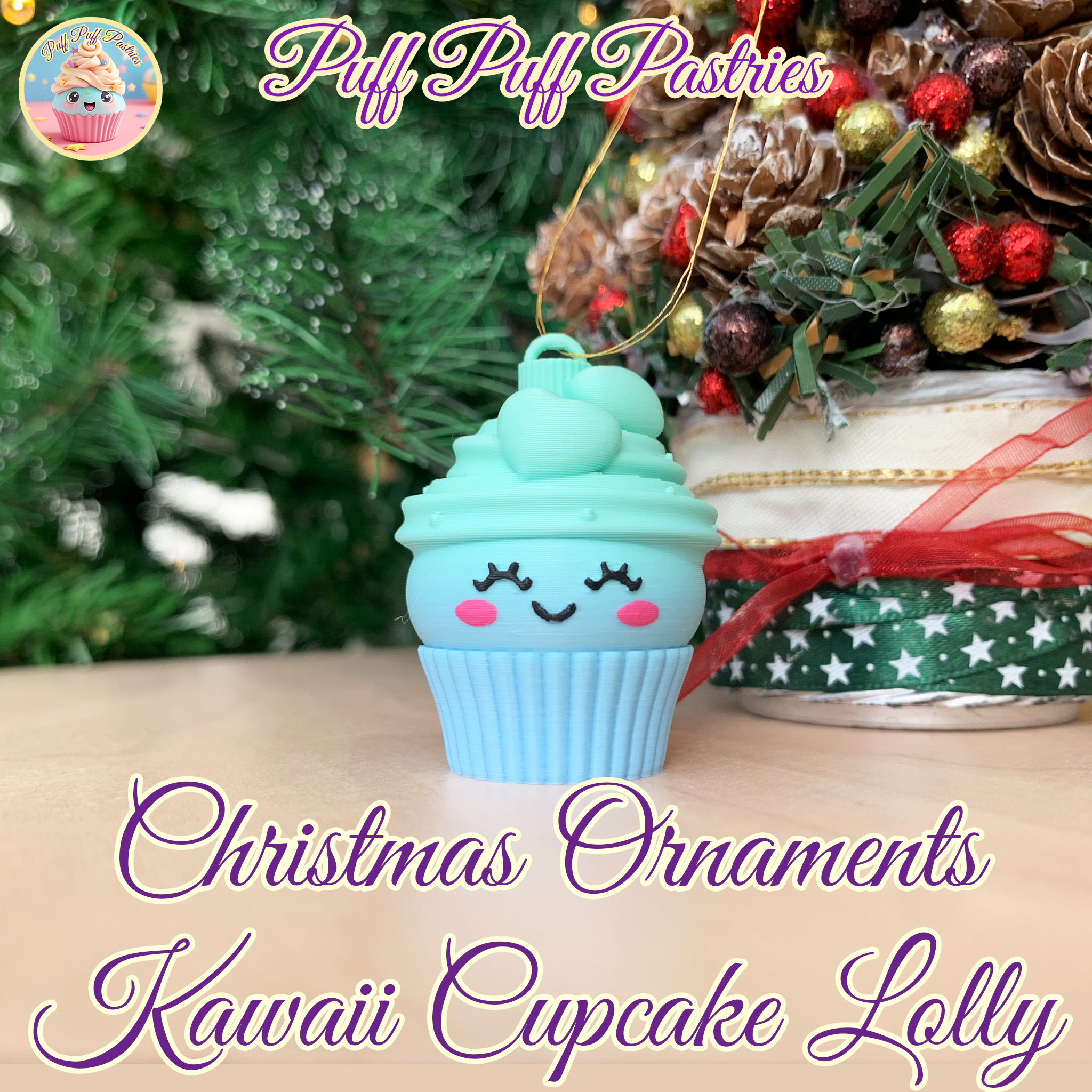 Christmas Ornaments Kawaii Cupcake Lolly
