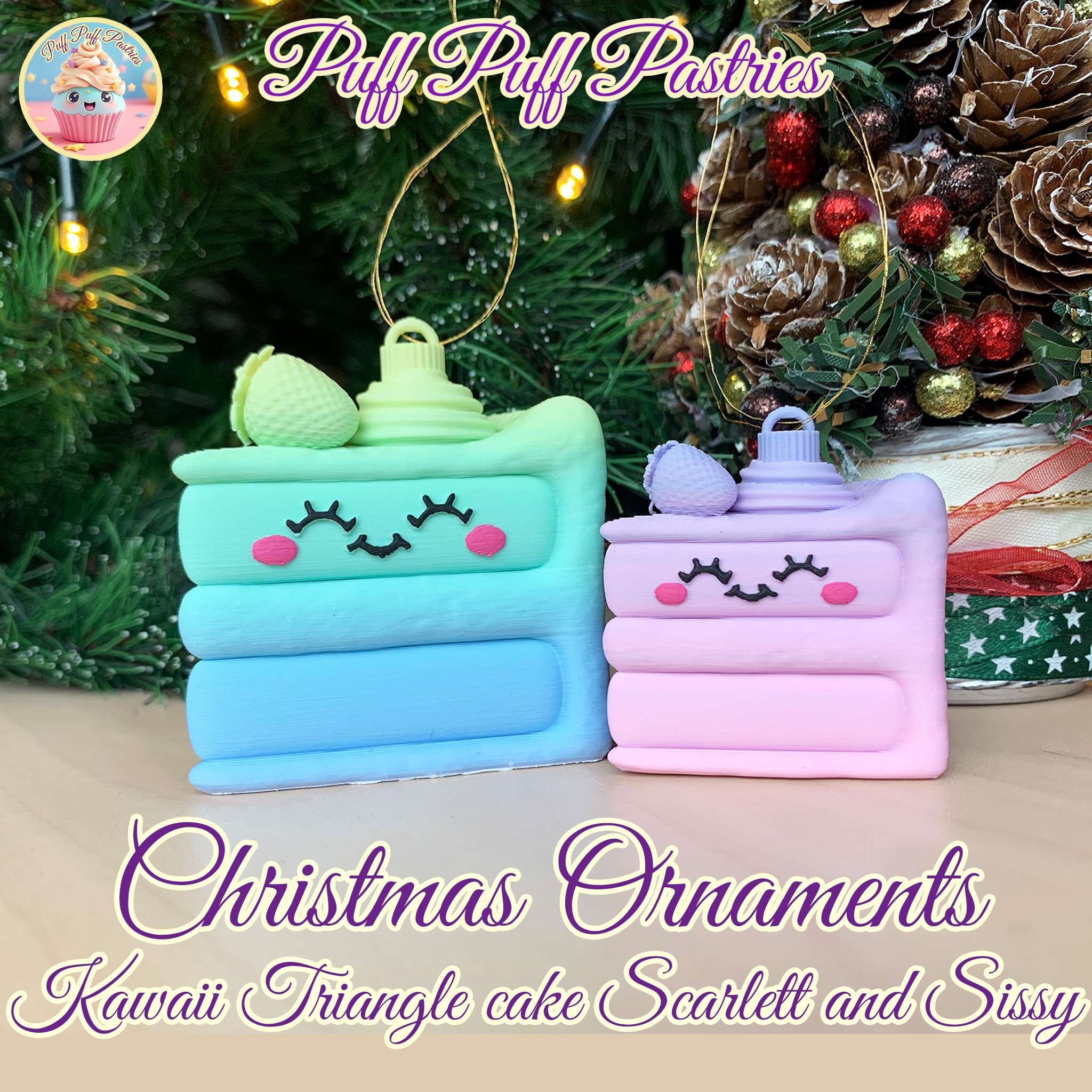 Christmas Ornaments Kawaii Triangle cake Scarlett and Sissy