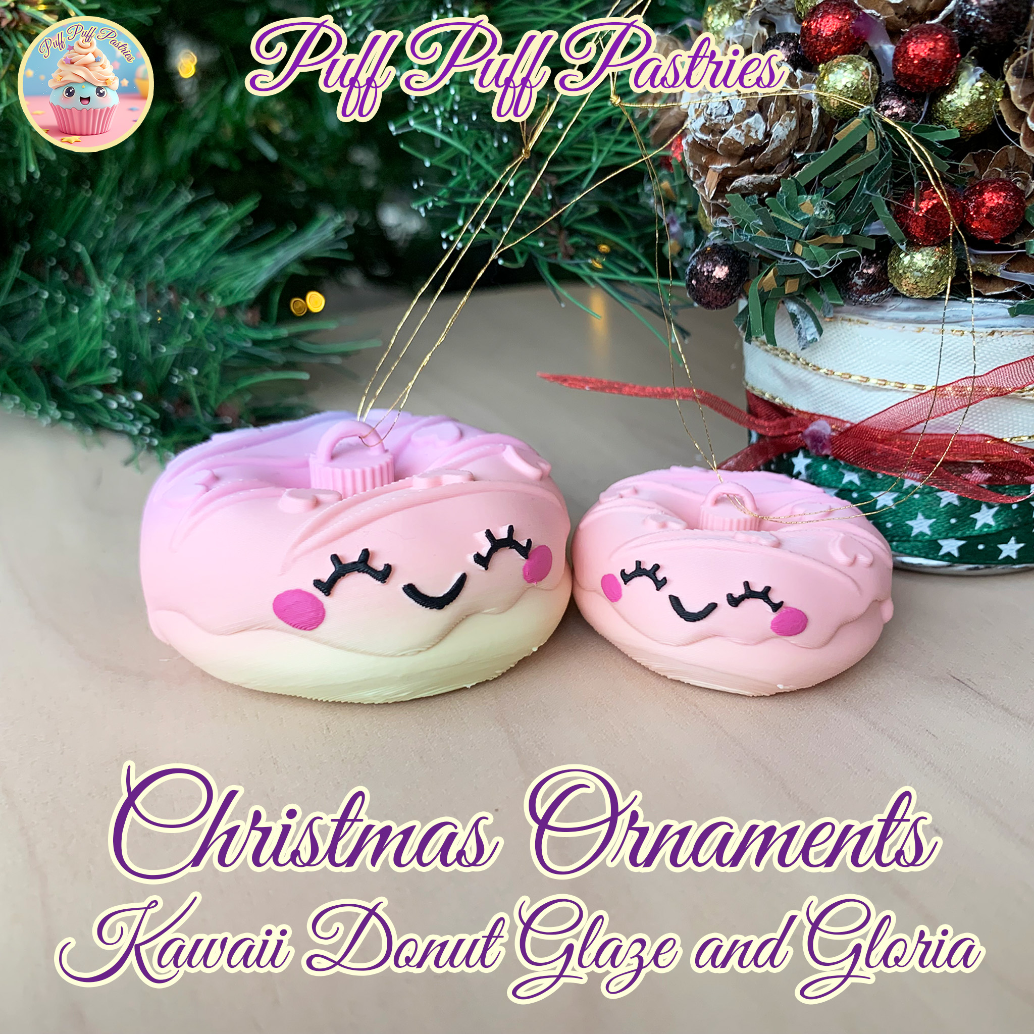 Christmas Ornaments Kawaii Donut Glaze and Gloria