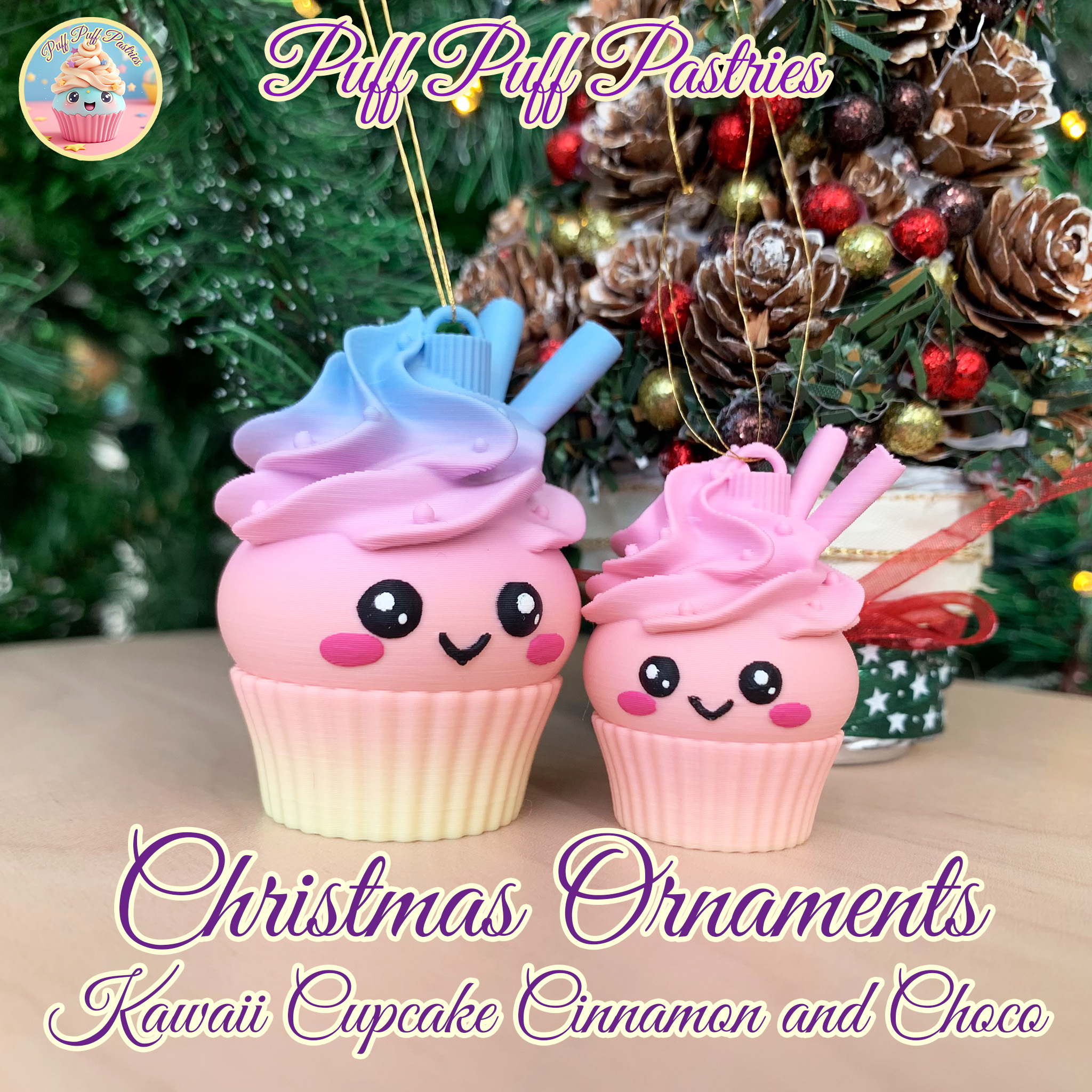 Christmas Ornaments Kawaii Cupcake Cinnamon and Choco