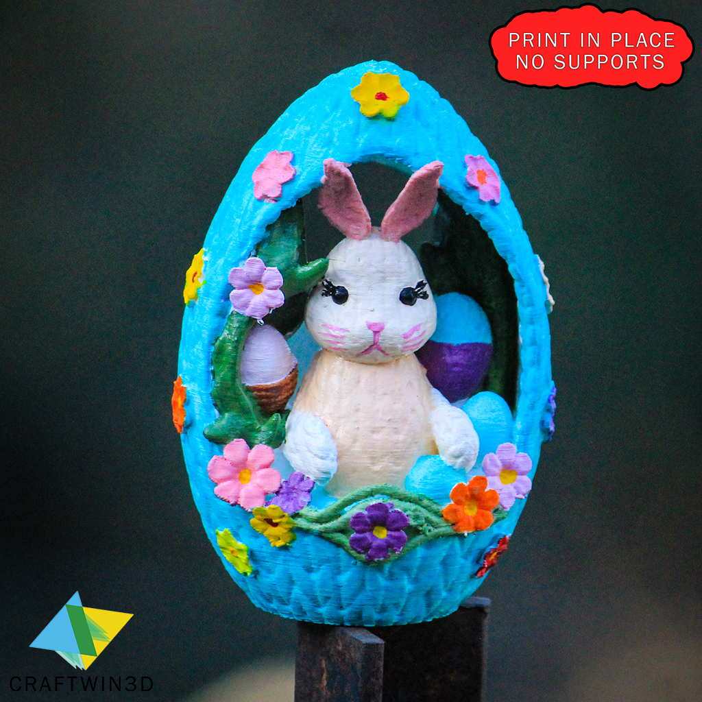 ? Detailed Crochet Style Easter Bunny, Eggs, and Flowers 3D Model! ?