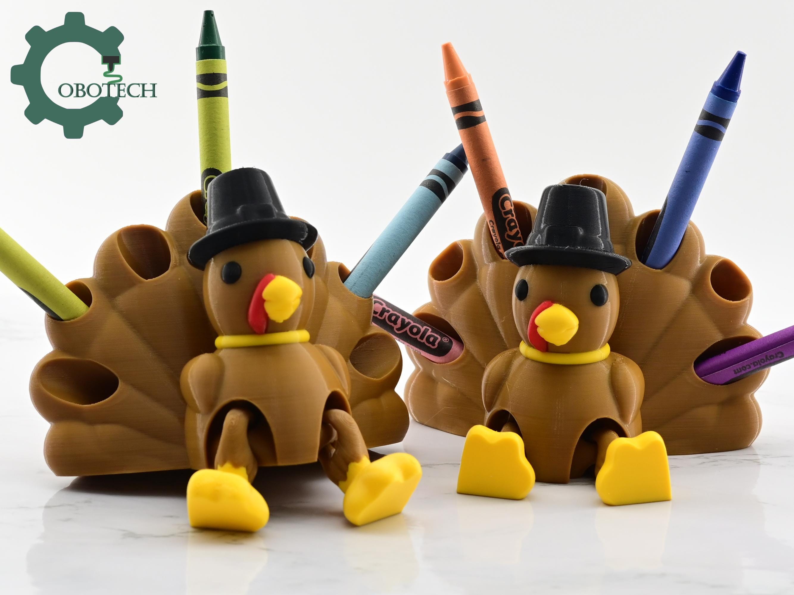 Cobotech Articulated Turkey Crayon Holder - Thanksgiving turkey - Unique Gifts - Turkey Decor - Fall Decor - Thanksgiving Decor