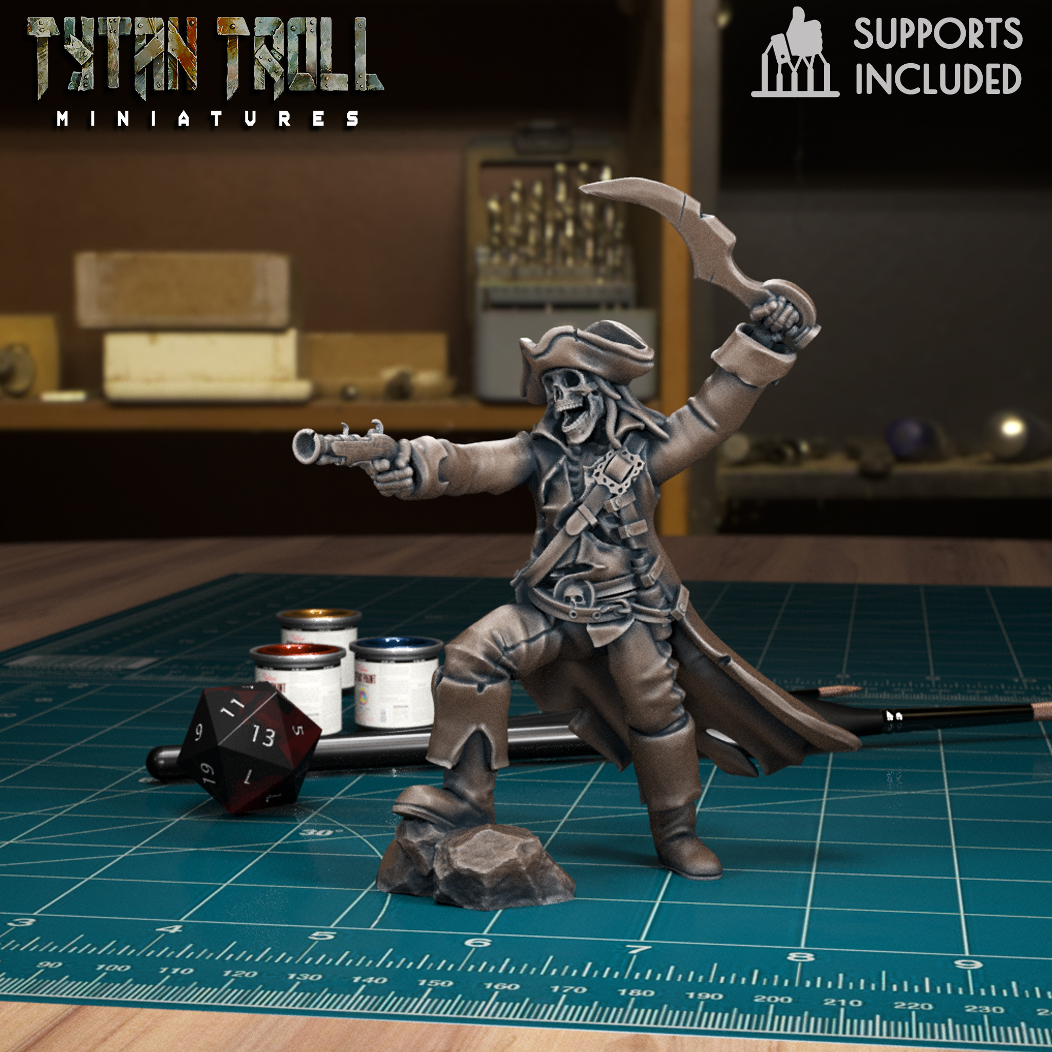 Skeleton Pirate Captain 02 [Pre-Supported]