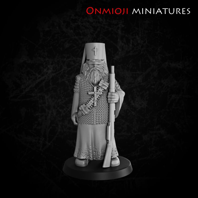 Fanatic priest with rifle