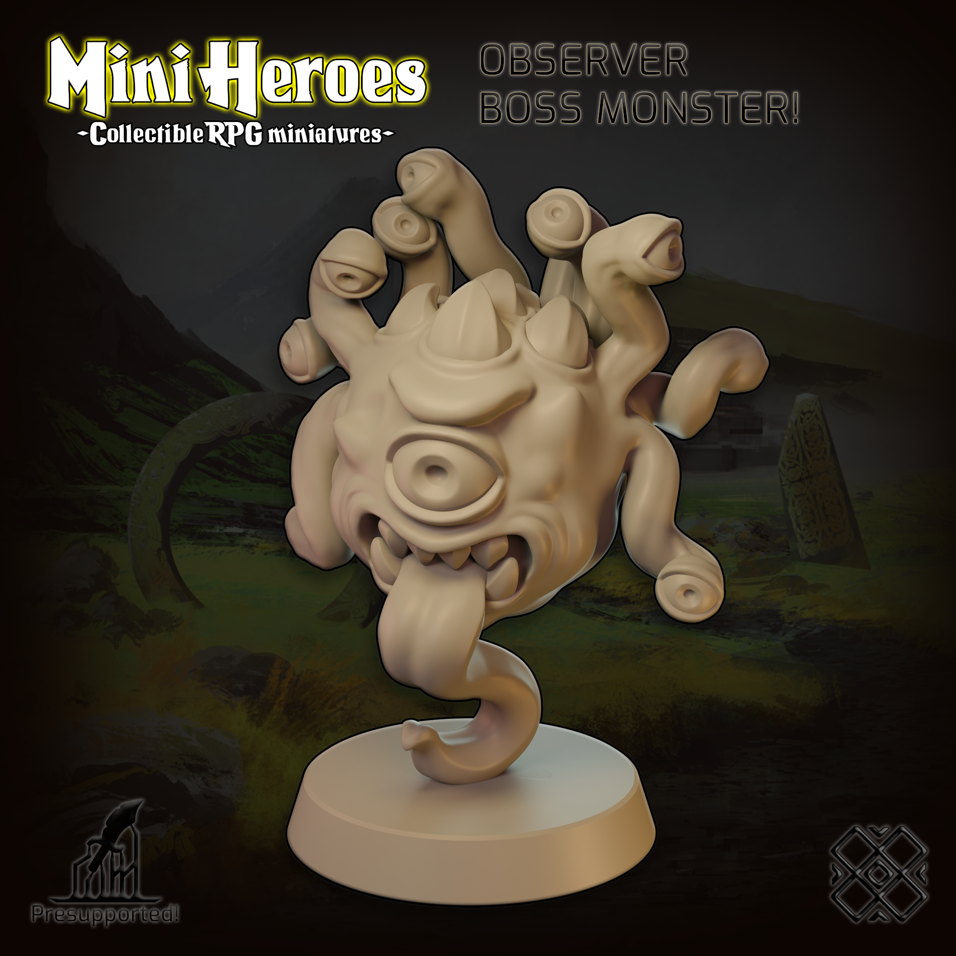 Mini Heroes - Collectible RPG Miniatures (Observer, Floating evil eye monster, Encounter, Chibi)