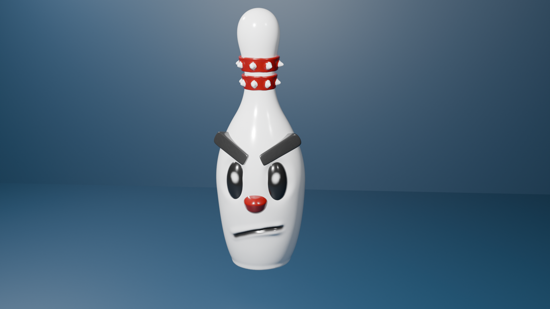 Angry looking bowling pin