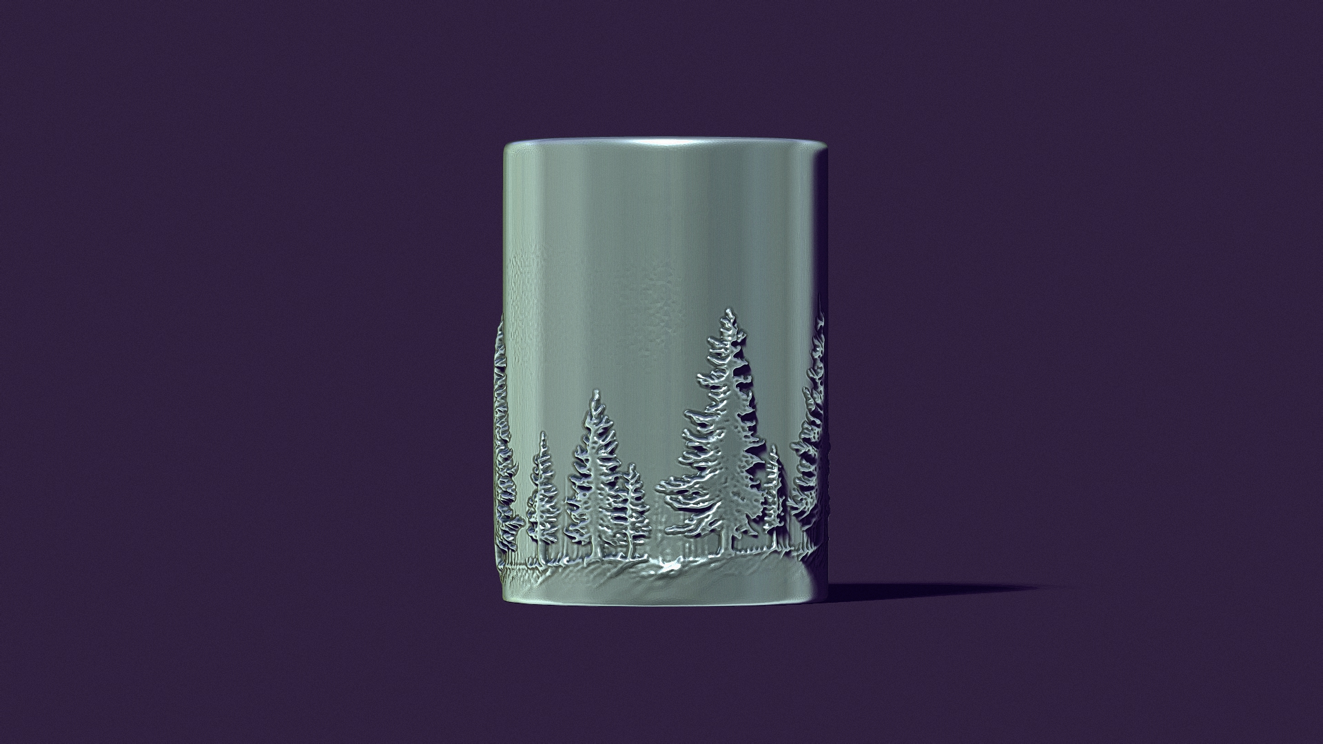 candle with a picture of fir trees