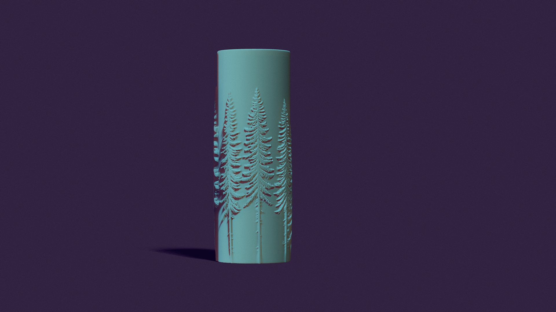 candle with a picture of fir trees