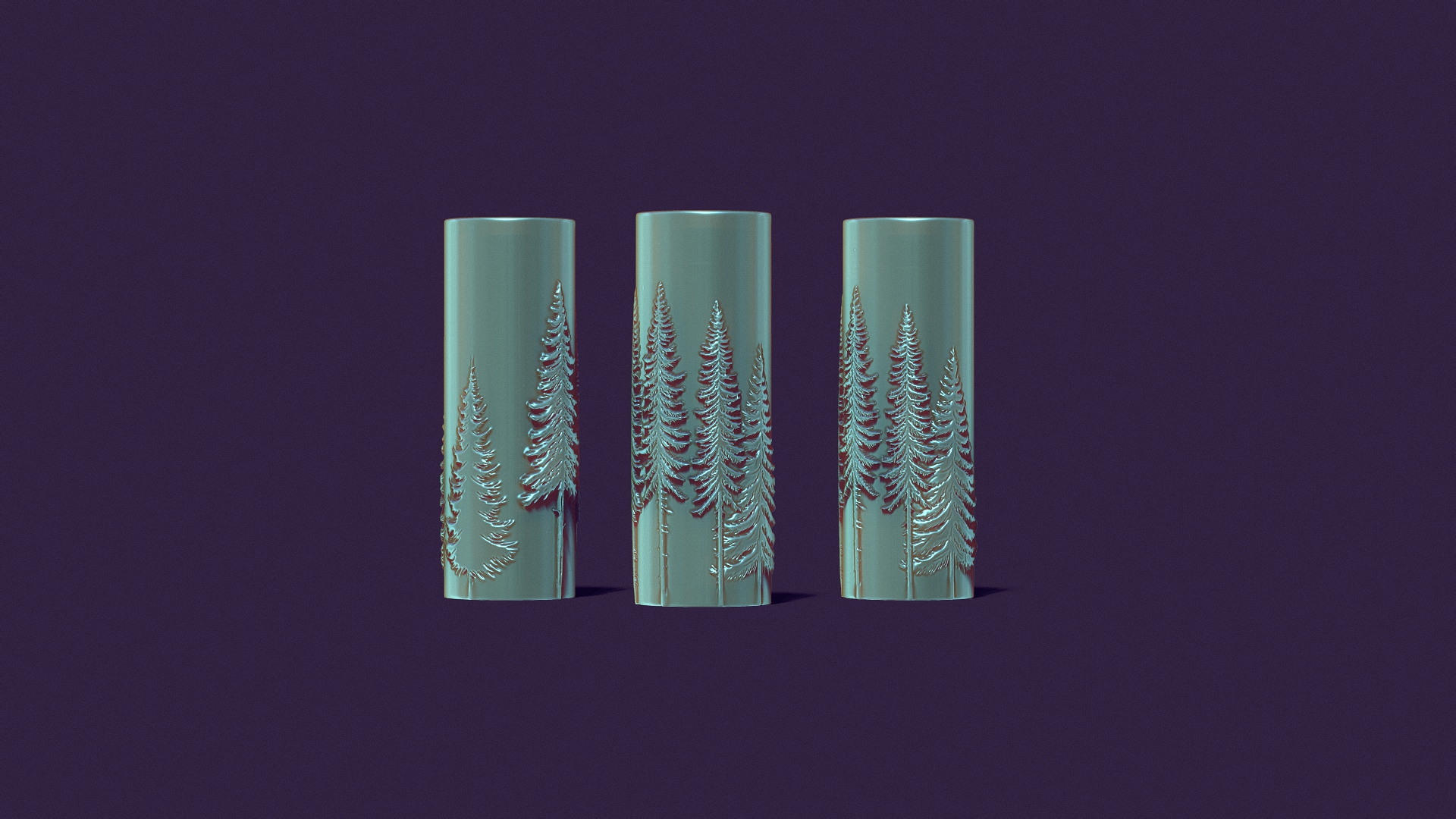 candle with a picture of fir trees