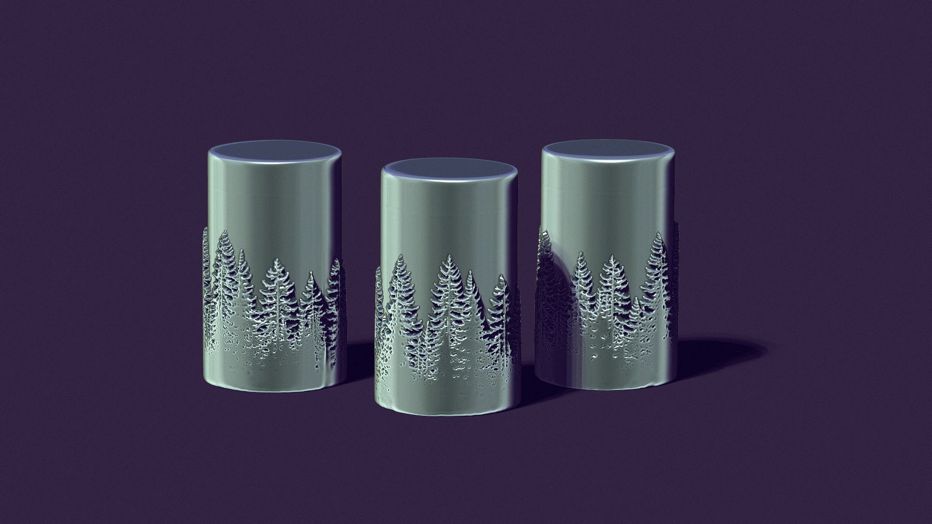 candle with a picture of fir trees