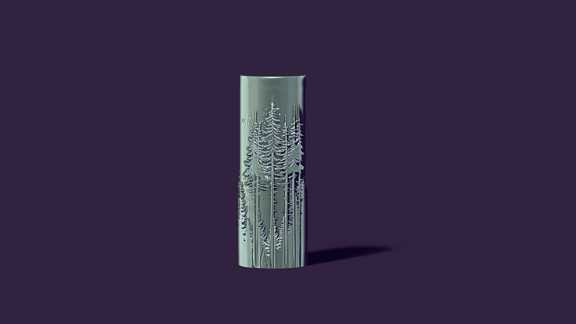 candle with a picture of fir trees