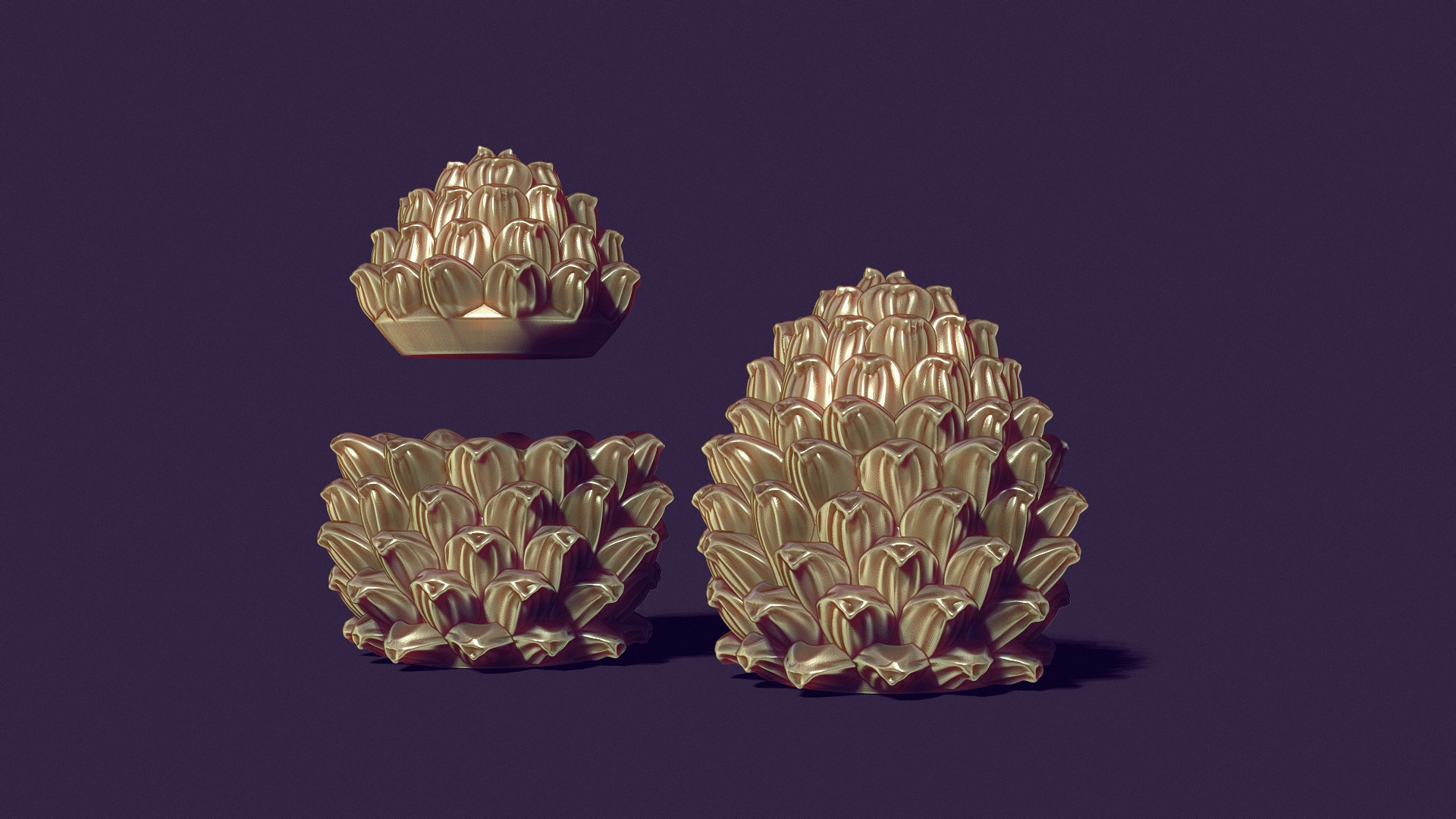 the Christmas tree cone is solid and in the form of a casket, for gypsum casting.