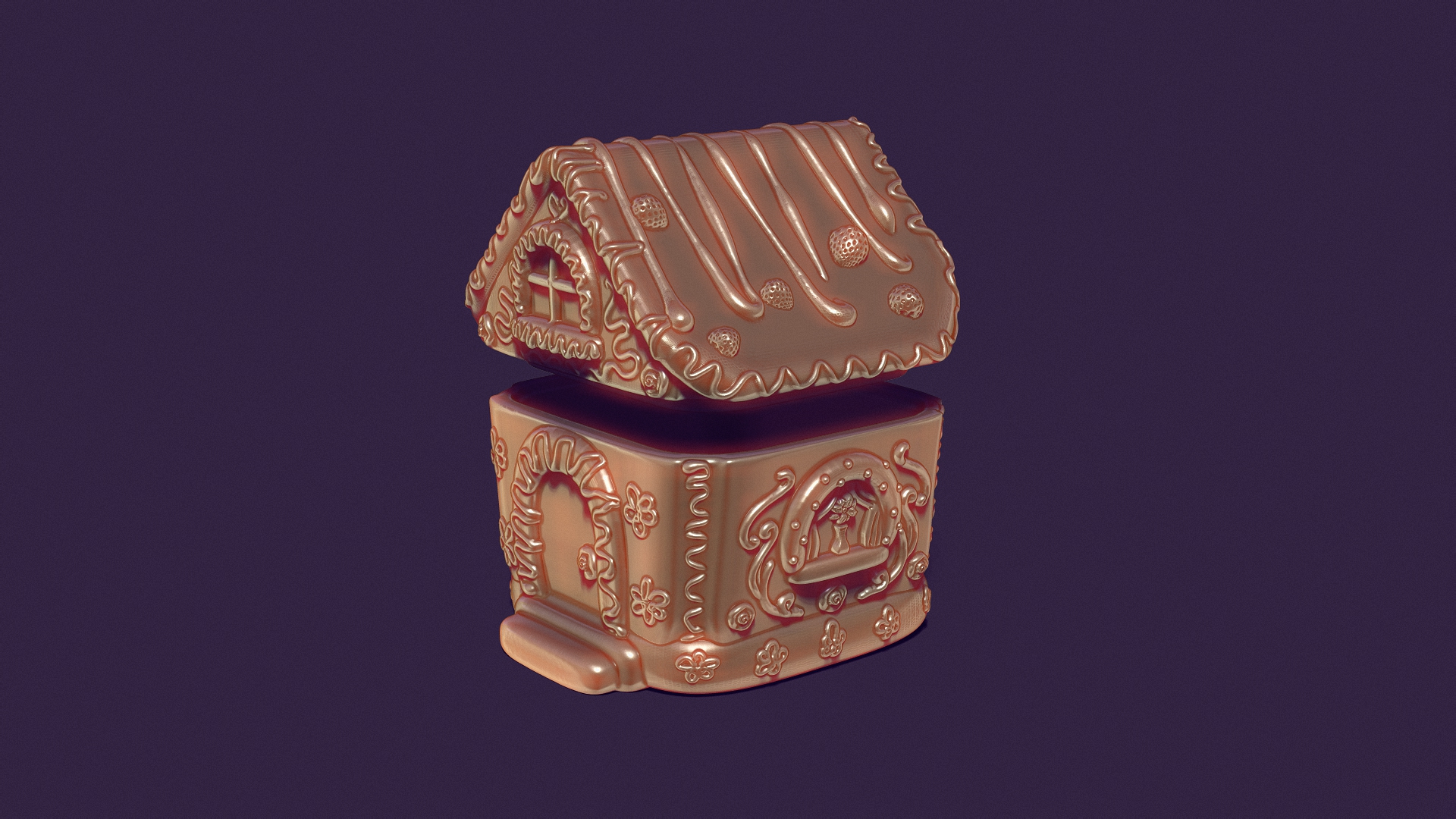 gingerbread house is a casket for casting gypsum