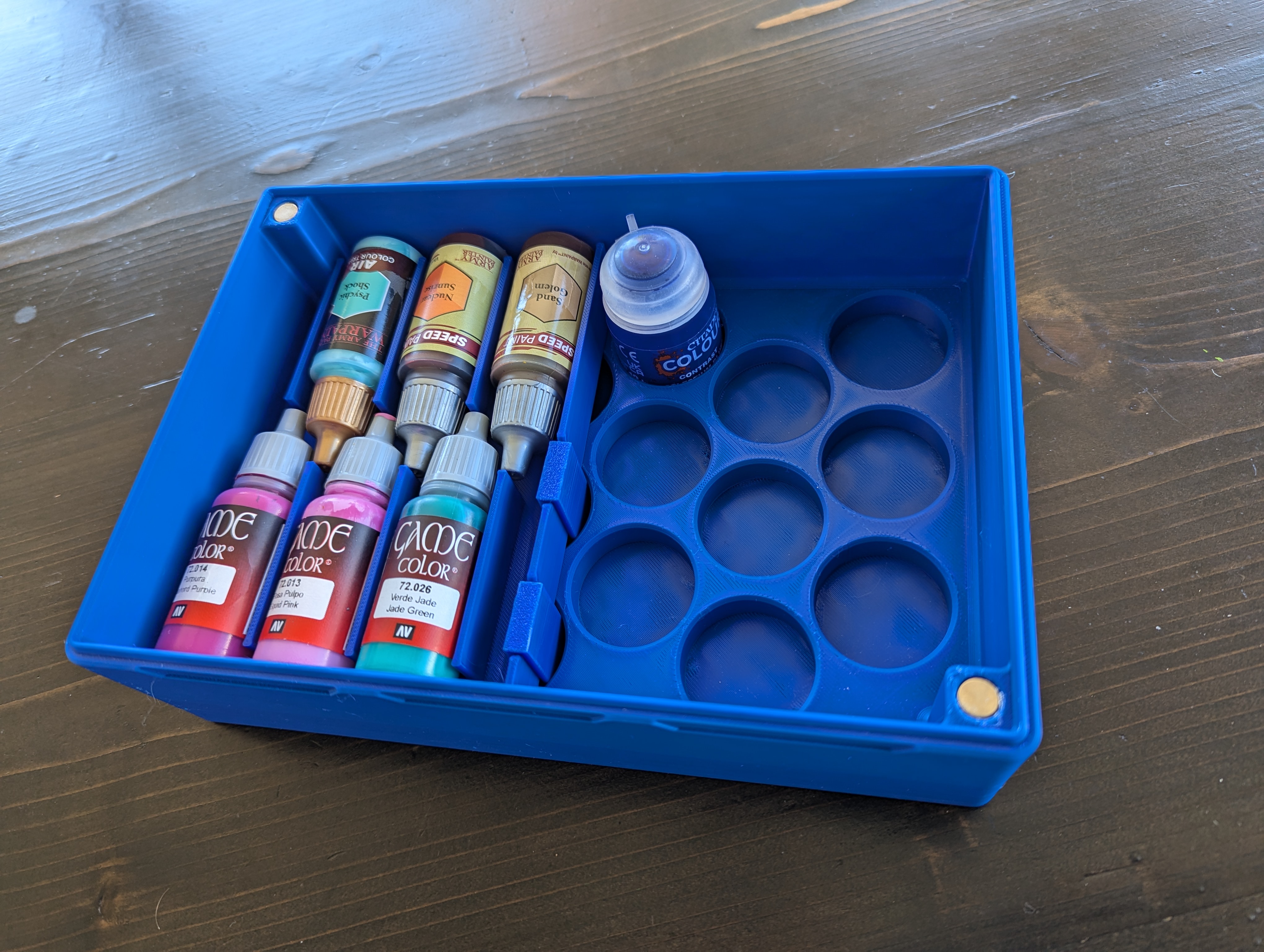 Army Painter and Vallejo Adapter for Citadel Storage Box - CorgiCompact Hobby System