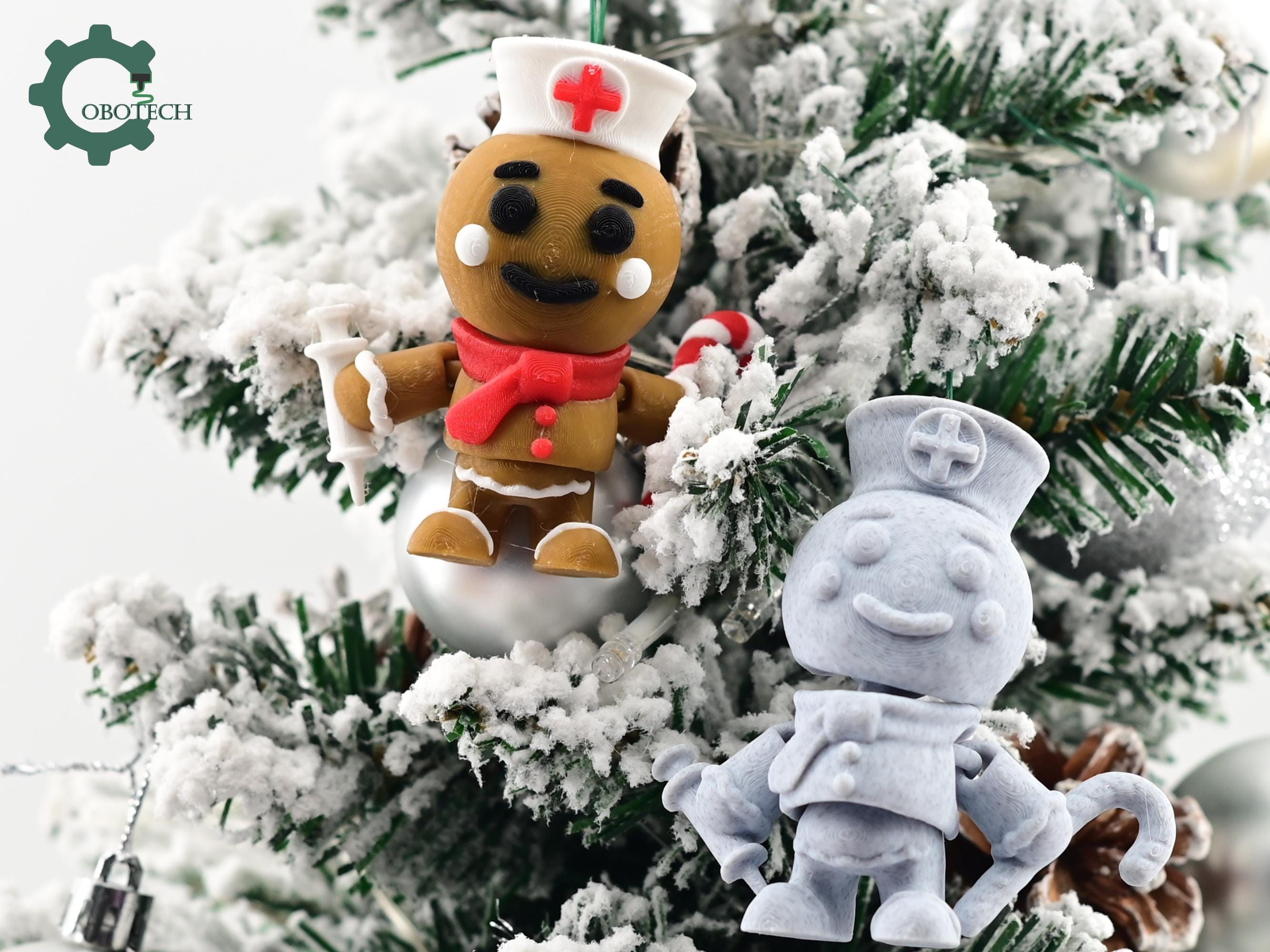 Cobotech Articulated Gingerbread Nurse Ornament - Gingerbread Christmas Ornaments - Christmas Decor - Christmas Gifts for Nurses