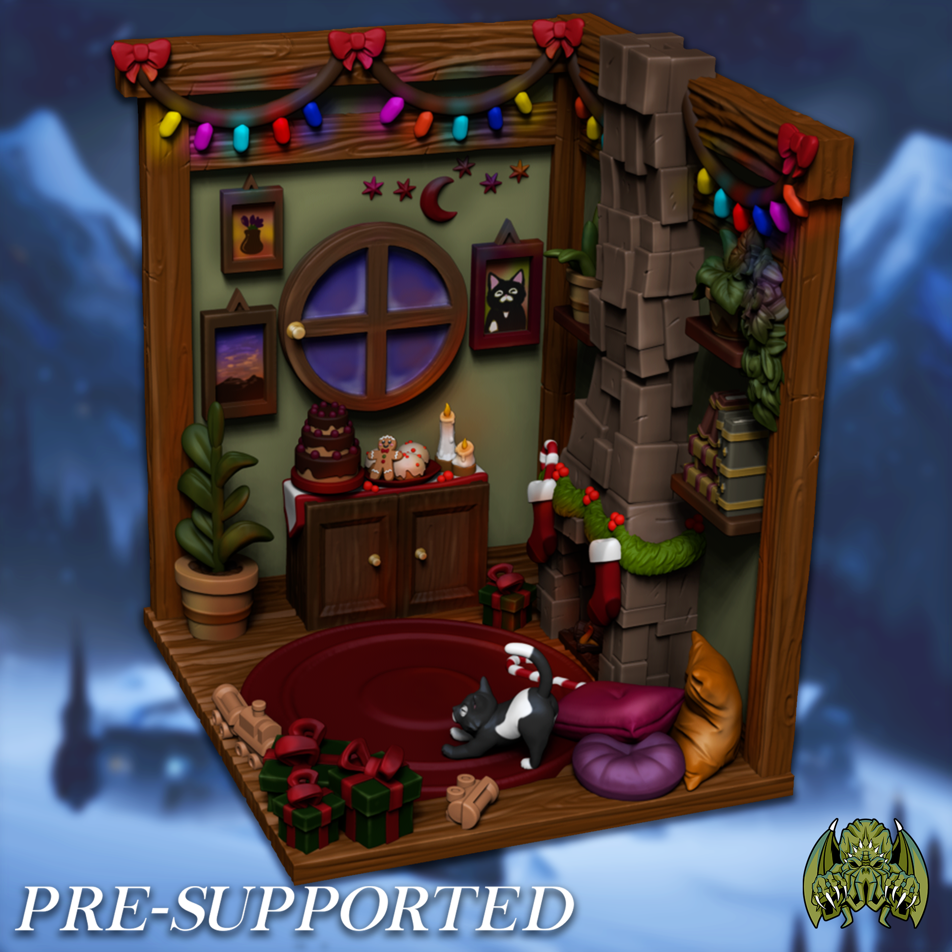 Winter House Scenery [PRE-SUPPORTED] Diorama