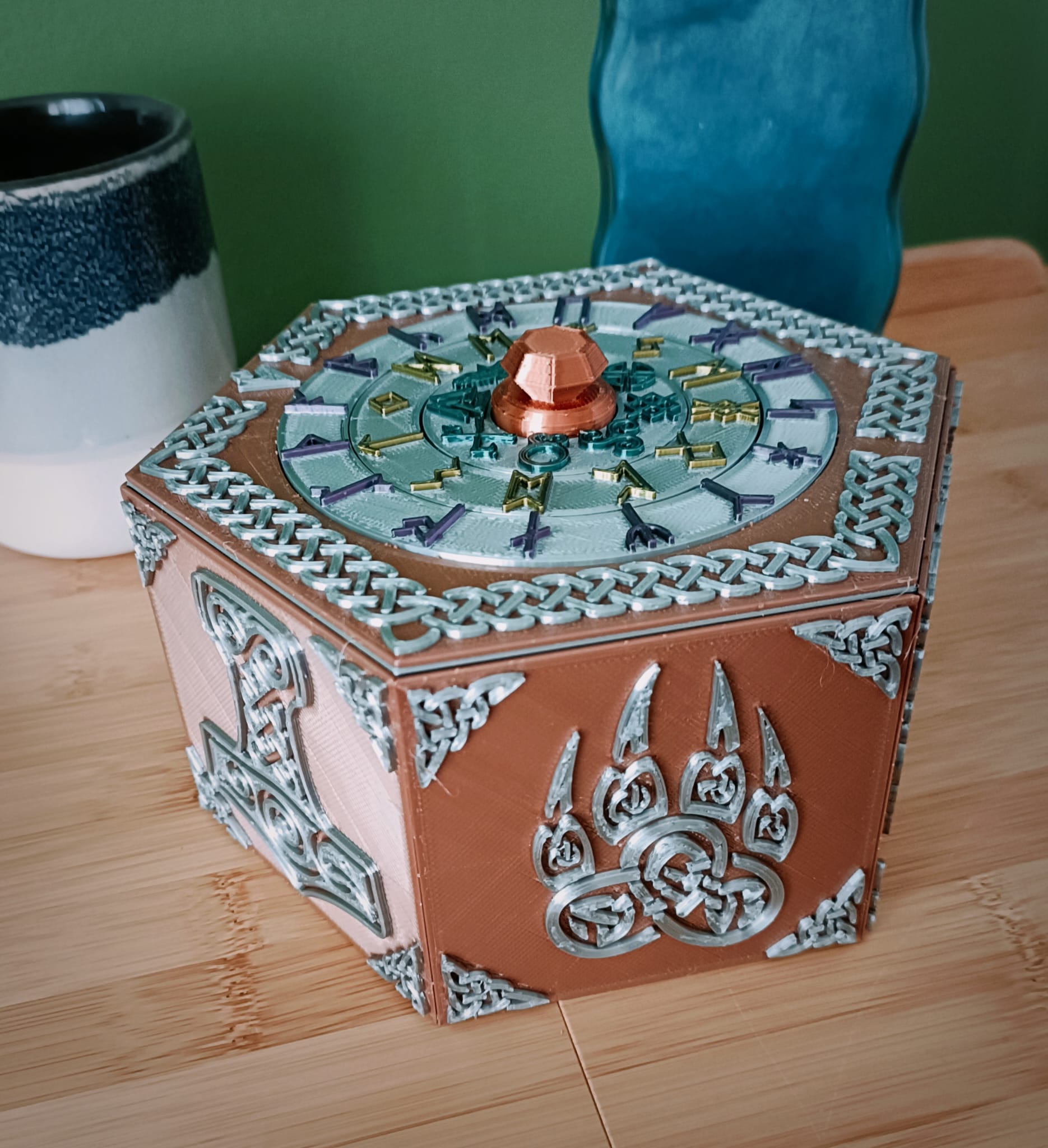 Concentric Combination Puzzle Box - Viking Style