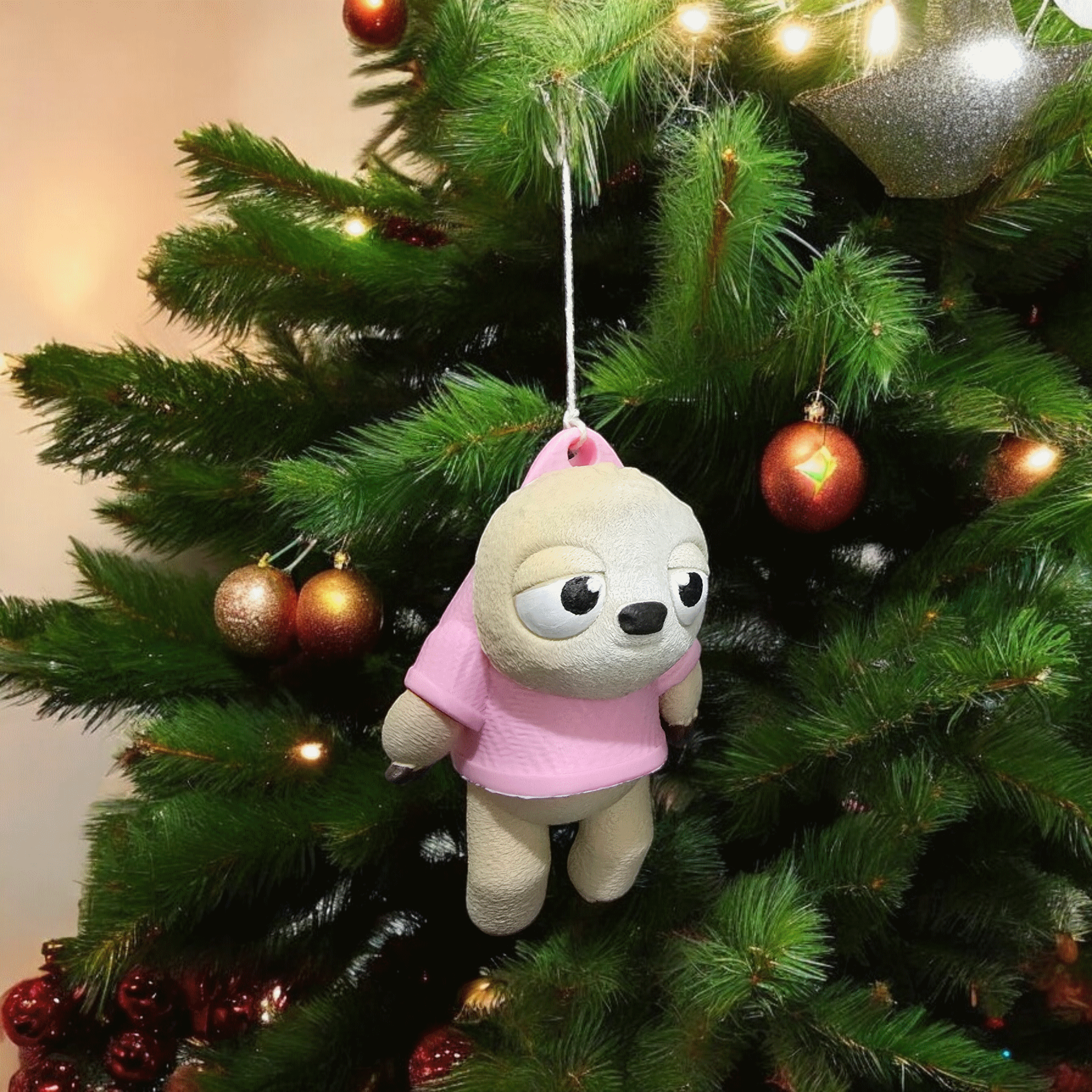 Sloth in a Jumper Christmas Ornament