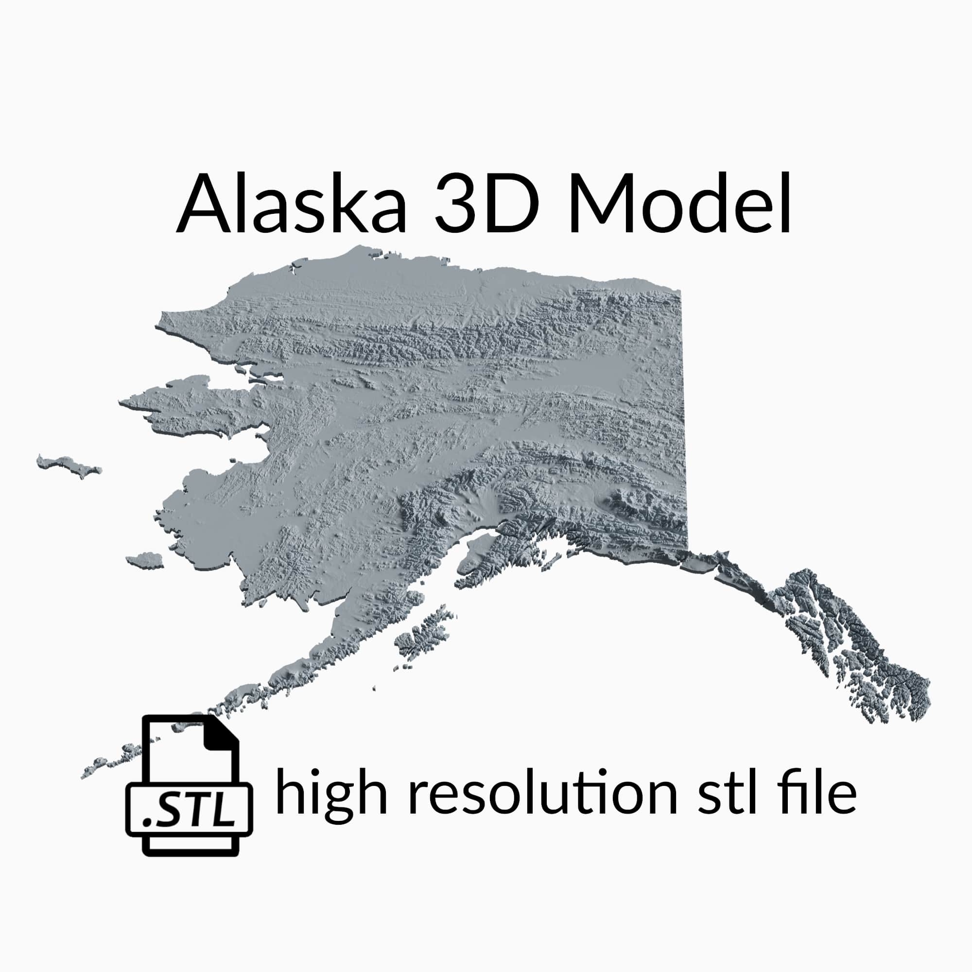 USA State of Alaska Topographic Map - 3D Terrain Elevation - Relief Map - Topography of Alaska
