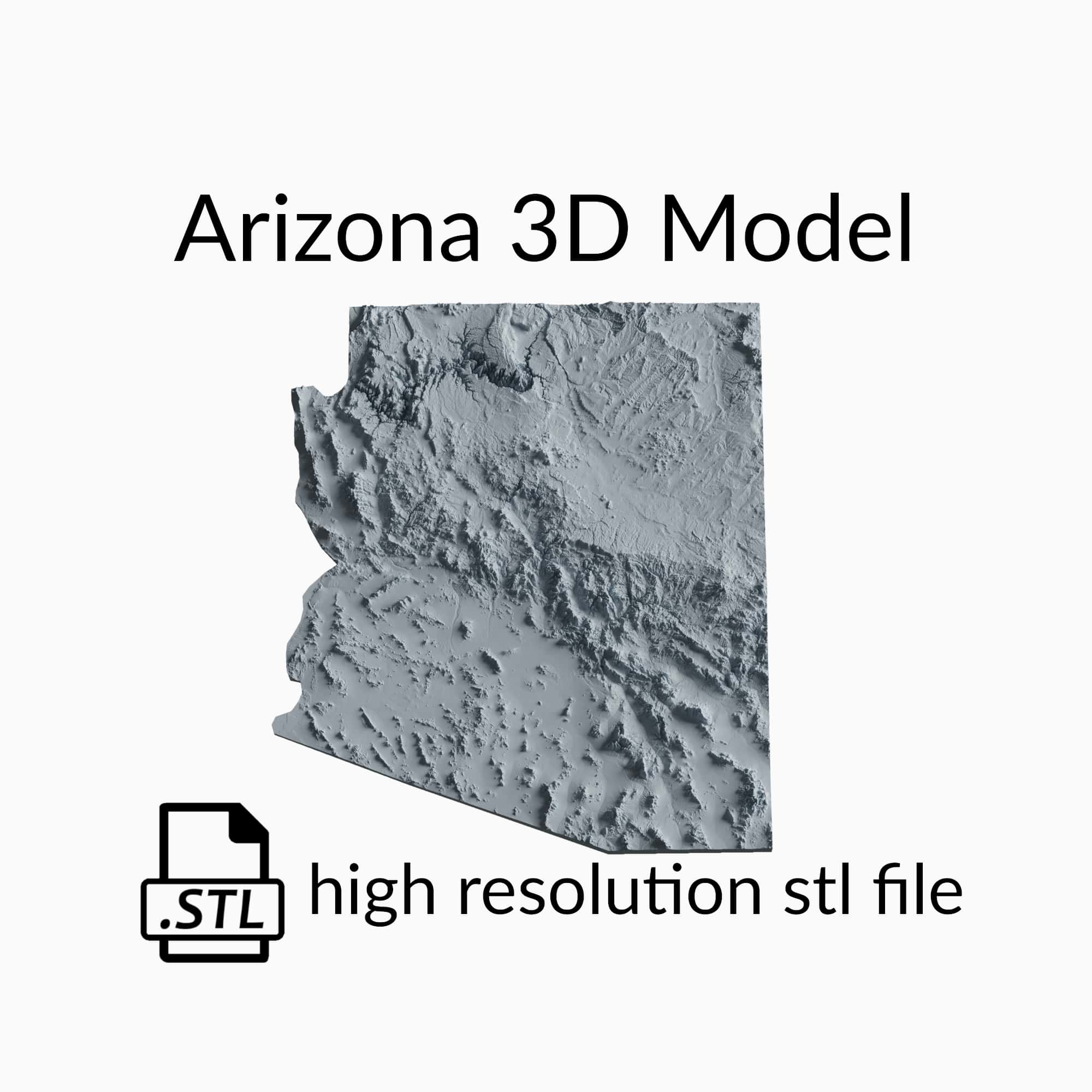 USA State of Arizona Topographic Map - 3D Terrain Elevation - Relief Map - Topography of Arizona