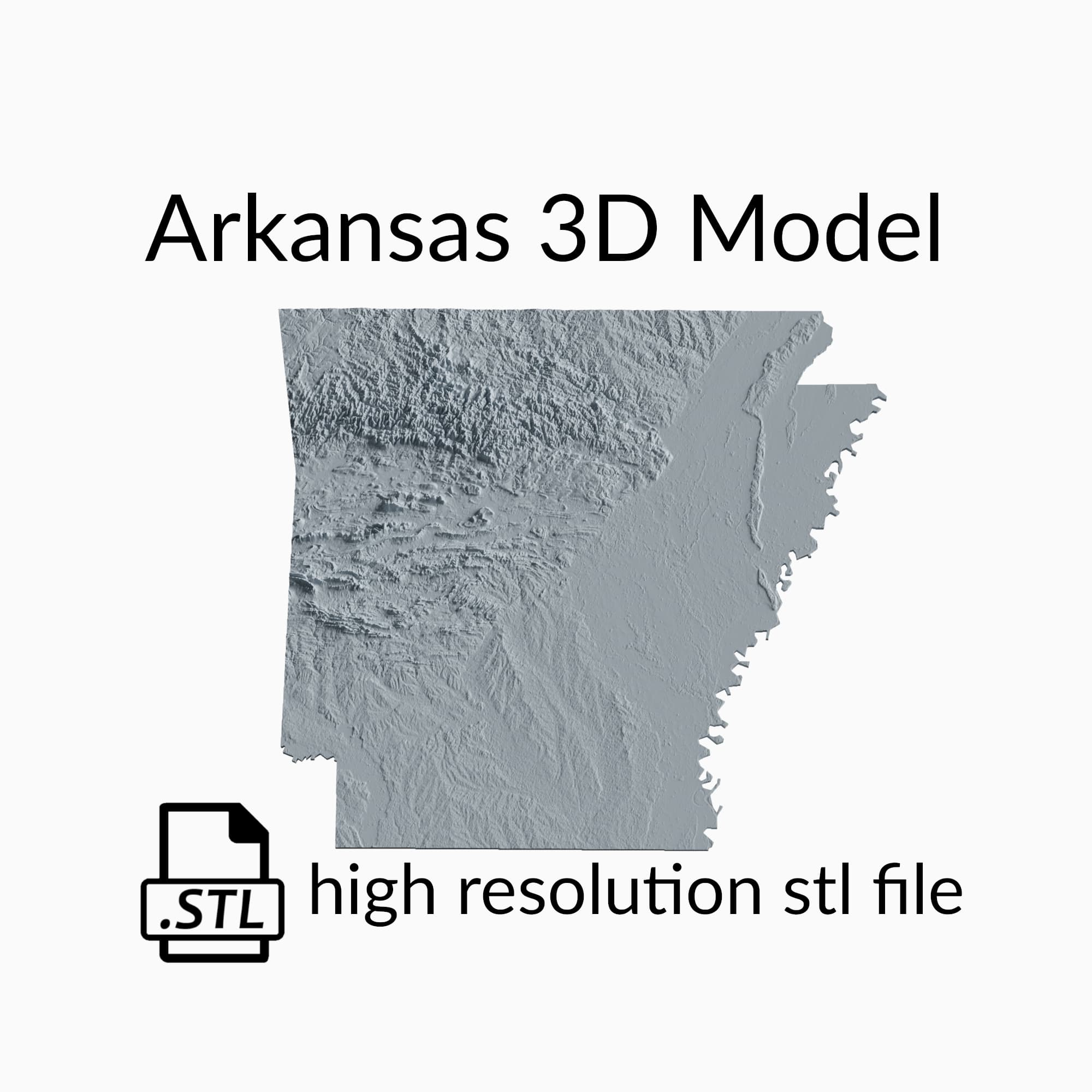 USA State of Arkansas Topographic Map - 3D Terrain Elevation - Relief Map - Topography of Arkansas