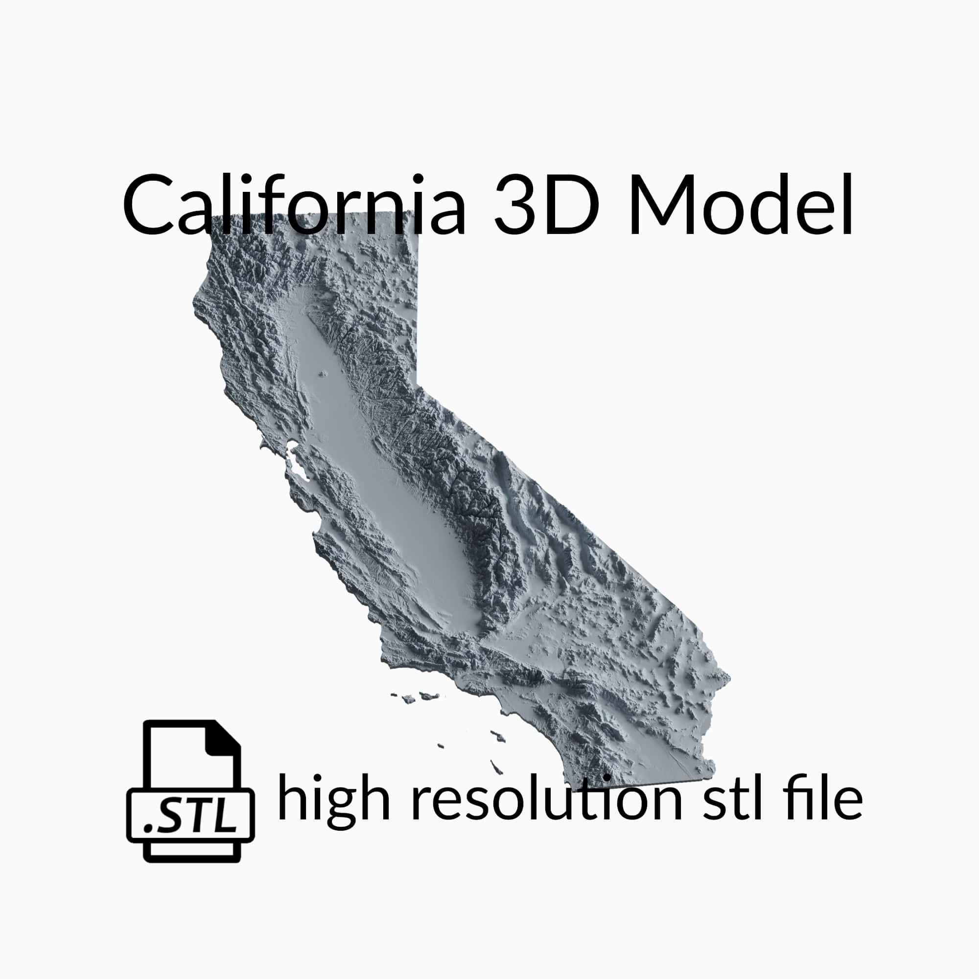 USA State of California Topographic Map - 3D Terrain Elevation - Relief Map - Topography of California