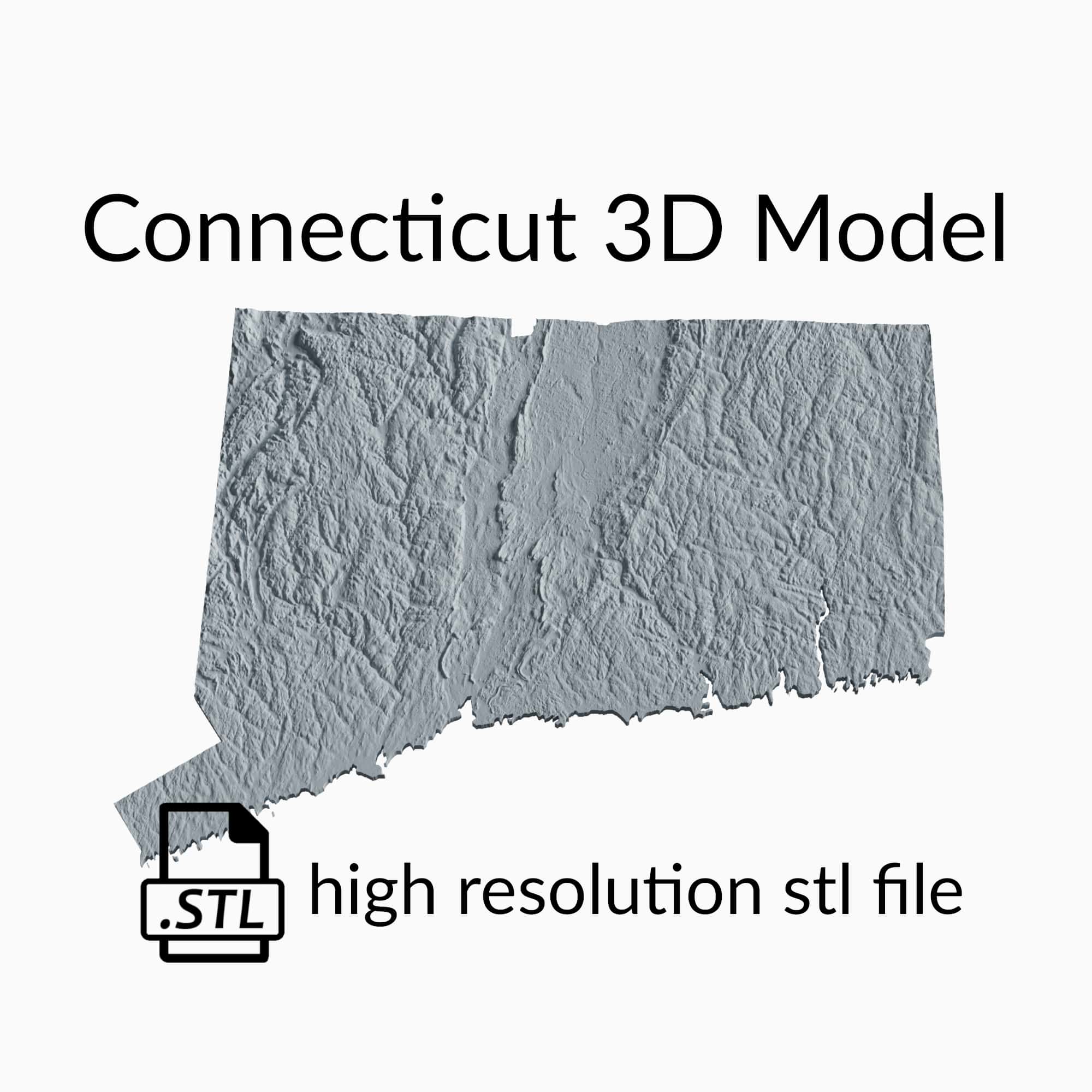 USA State of Connecticut Topographic Map - 3D Terrain Elevation - Relief Map - Topography of Connecticut