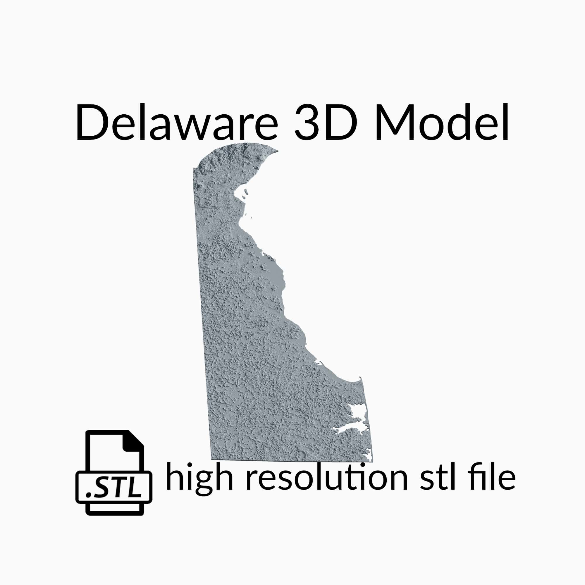 USA State of Delaware Topographic Map - 3D Terrain Elevation - Relief Map - Topography of Delaware
