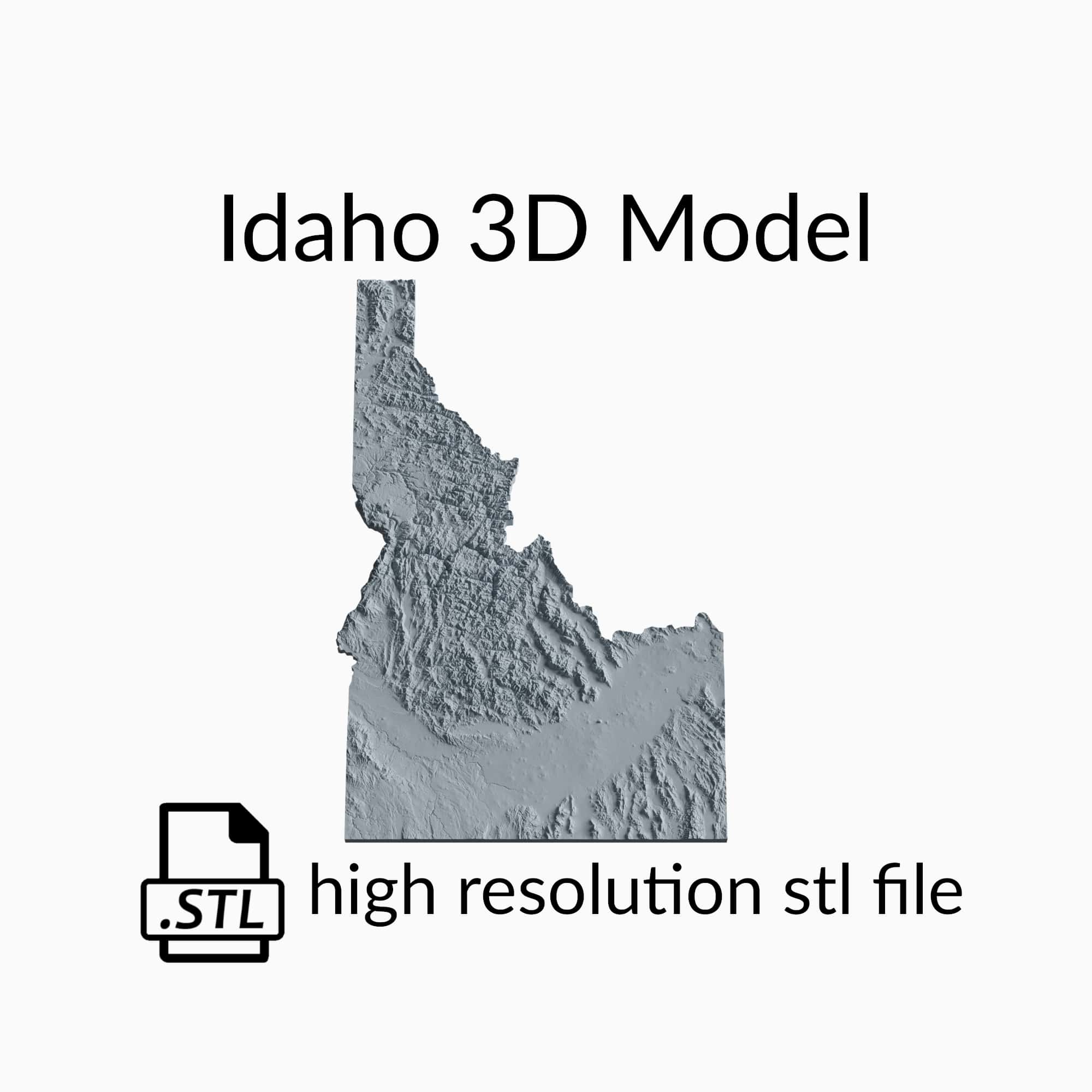 USA State of Idaho Topographic Map - 3D Terrain Elevation - Relief Map - Topography of Idaho