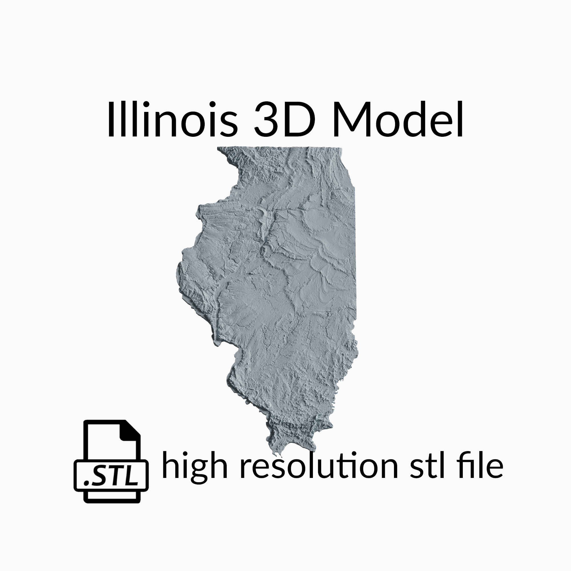 USA State of Illinois Topographic Map - 3D Terrain Elevation - Relief Map - Topography of Illinois