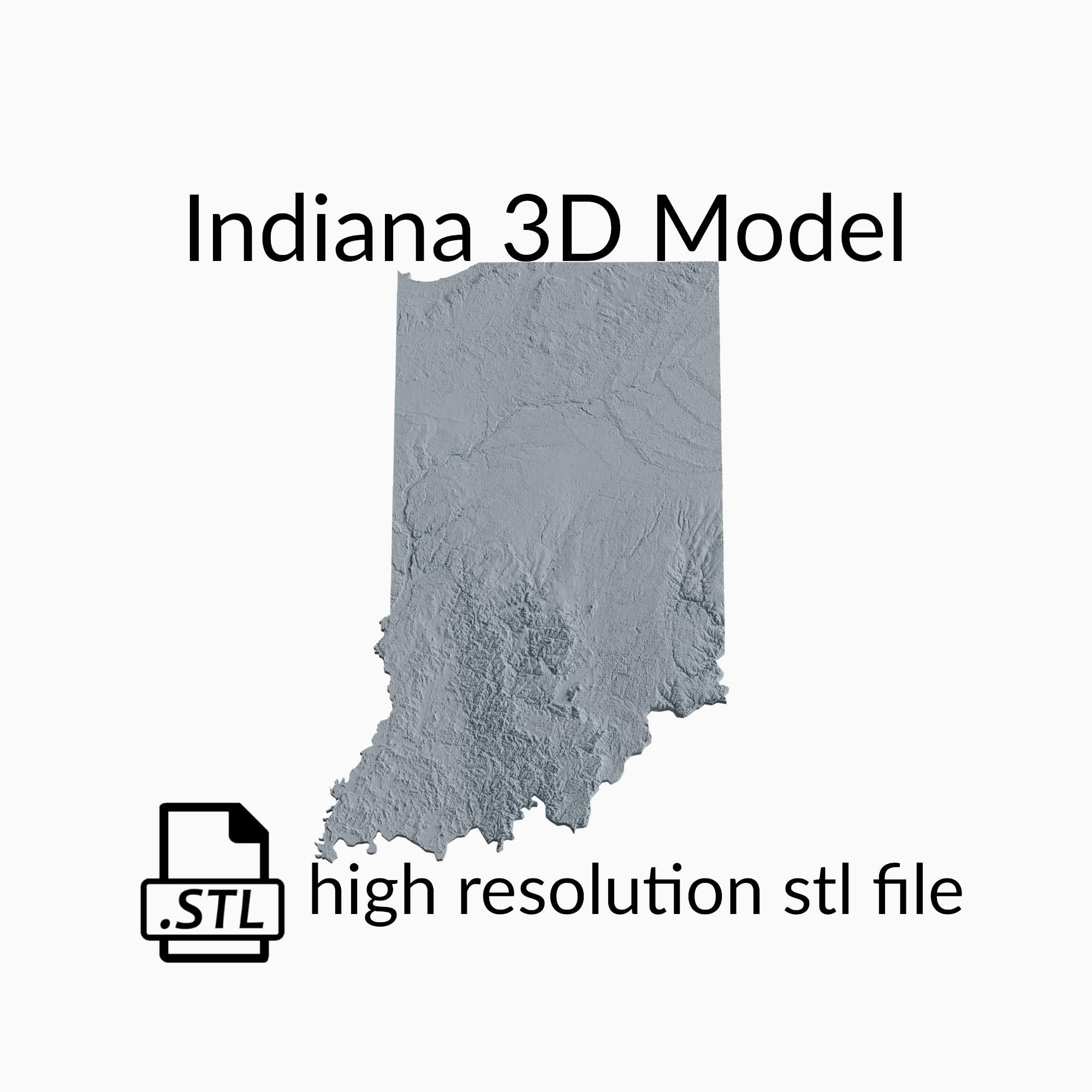 USA State of Indiana Topographic Map - 3D Terrain Elevation - Relief Map - Topography of Indiana