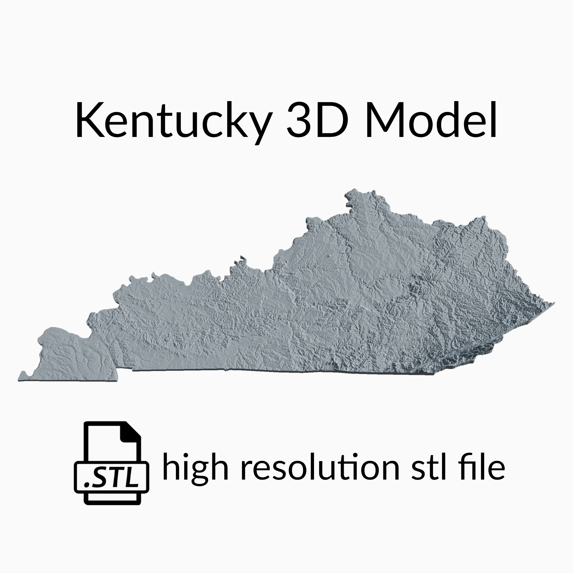 USA State of Kentucky Topographic Map - 3D Terrain Elevation - Relief Map - Topography of Kentucky