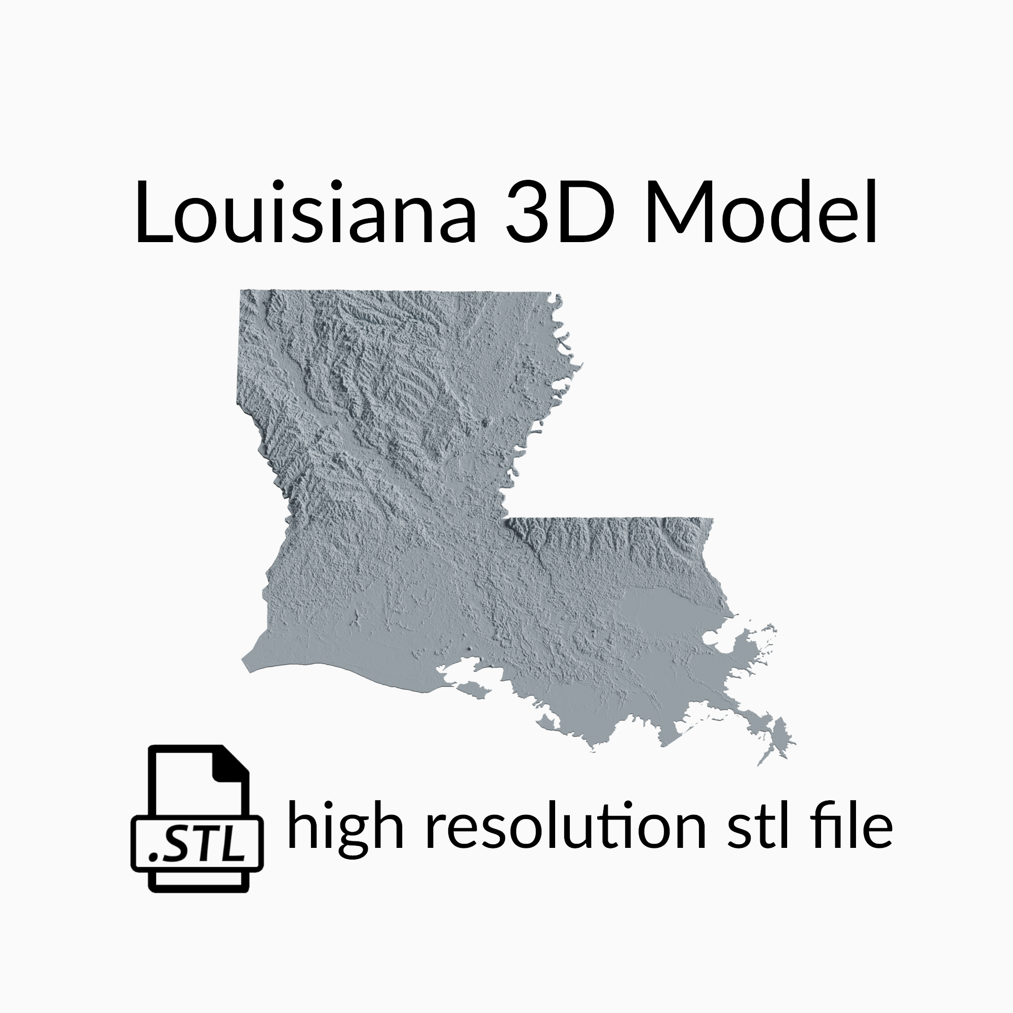 USA State of Louisiana Topographic Map - 3D Terrain Elevation - Relief Map - Topography of Louisiana