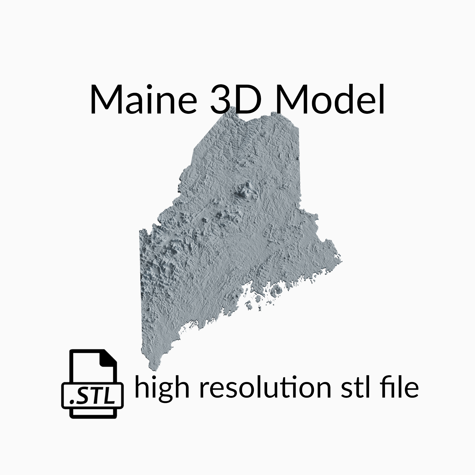 USA State of Maine Topographic Map - 3D Terrain Elevation - Relief Map - Topography of Maine