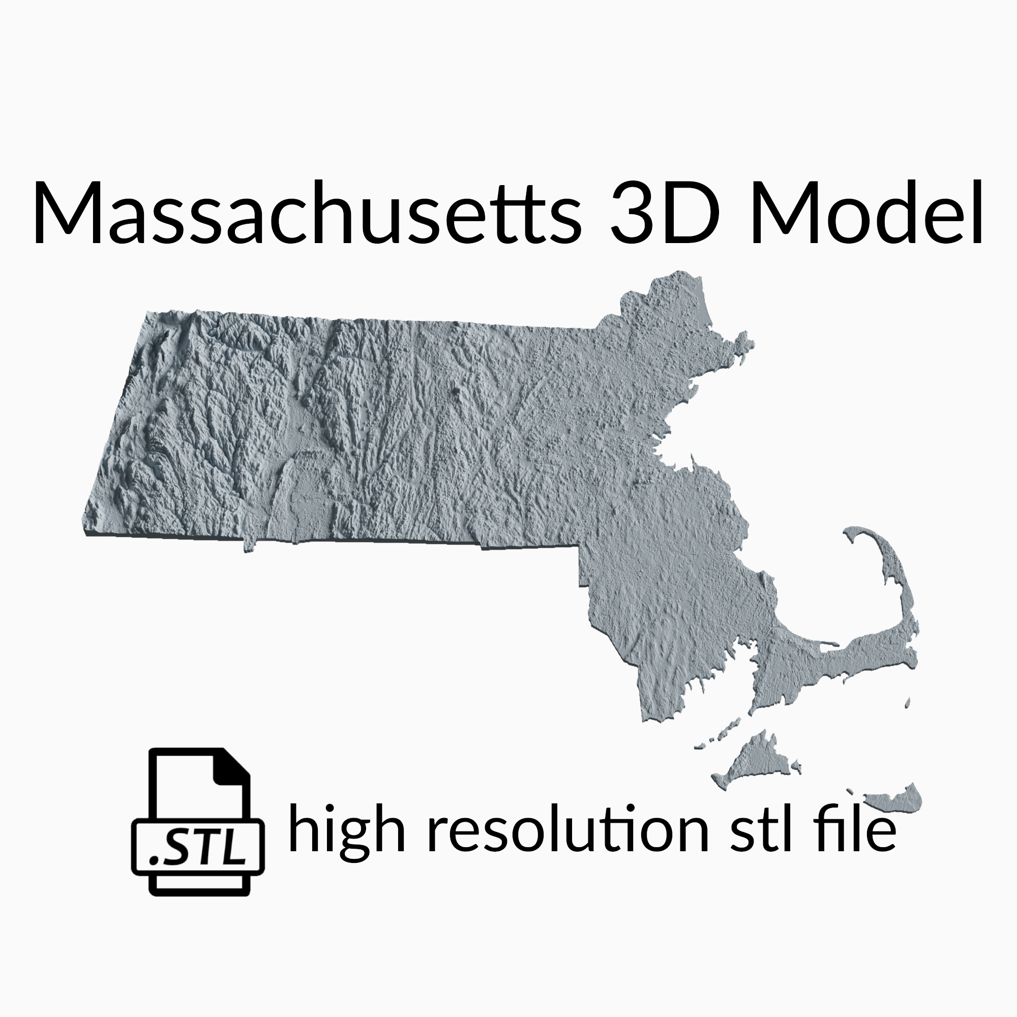 USA State of Massachusetts Topographic Map - 3D Terrain Elevation - Relief Map - Topography of Massachusetts