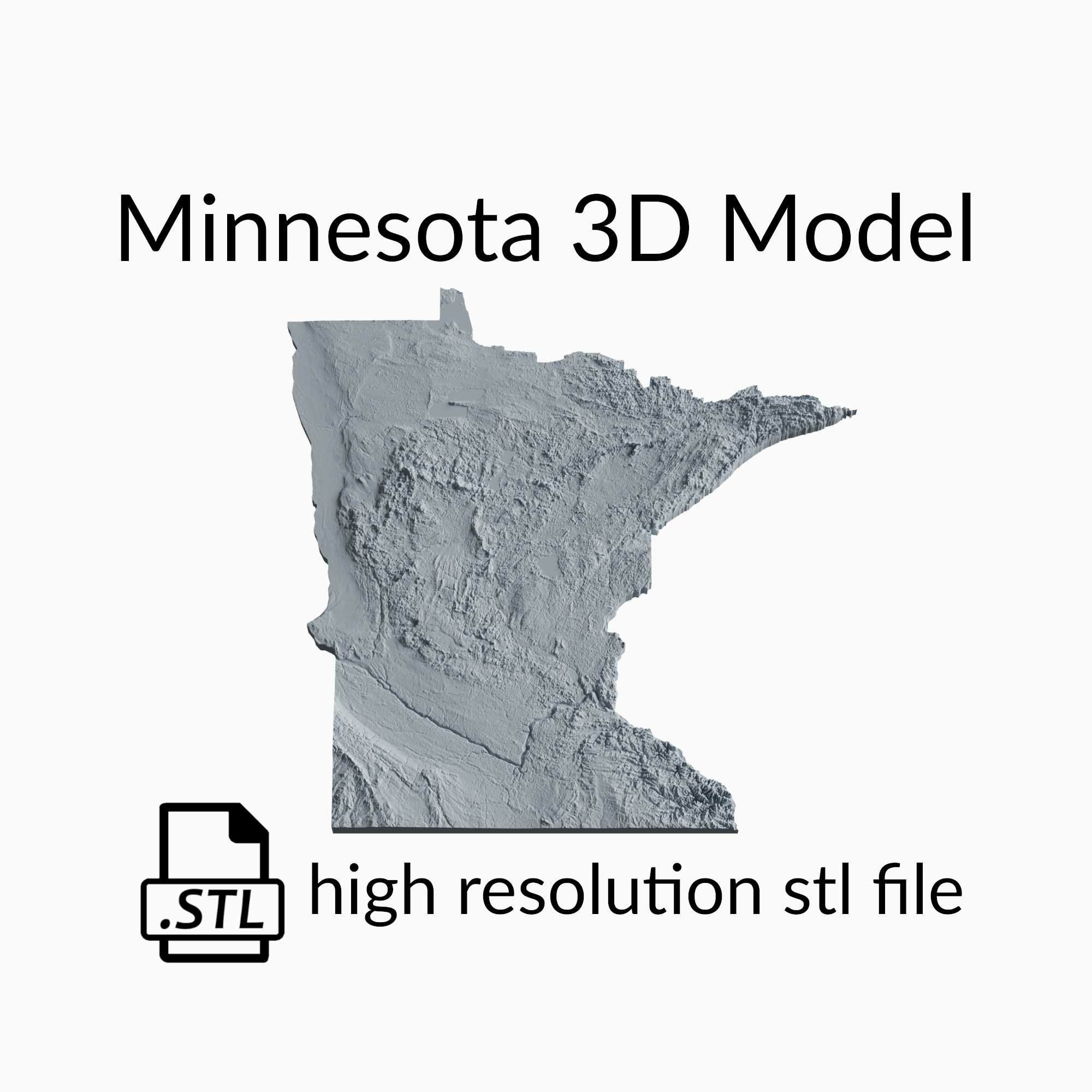 USA State of Minnesota Topographic Map - 3D Terrain Elevation - Relief Map - Topography of Minnesota