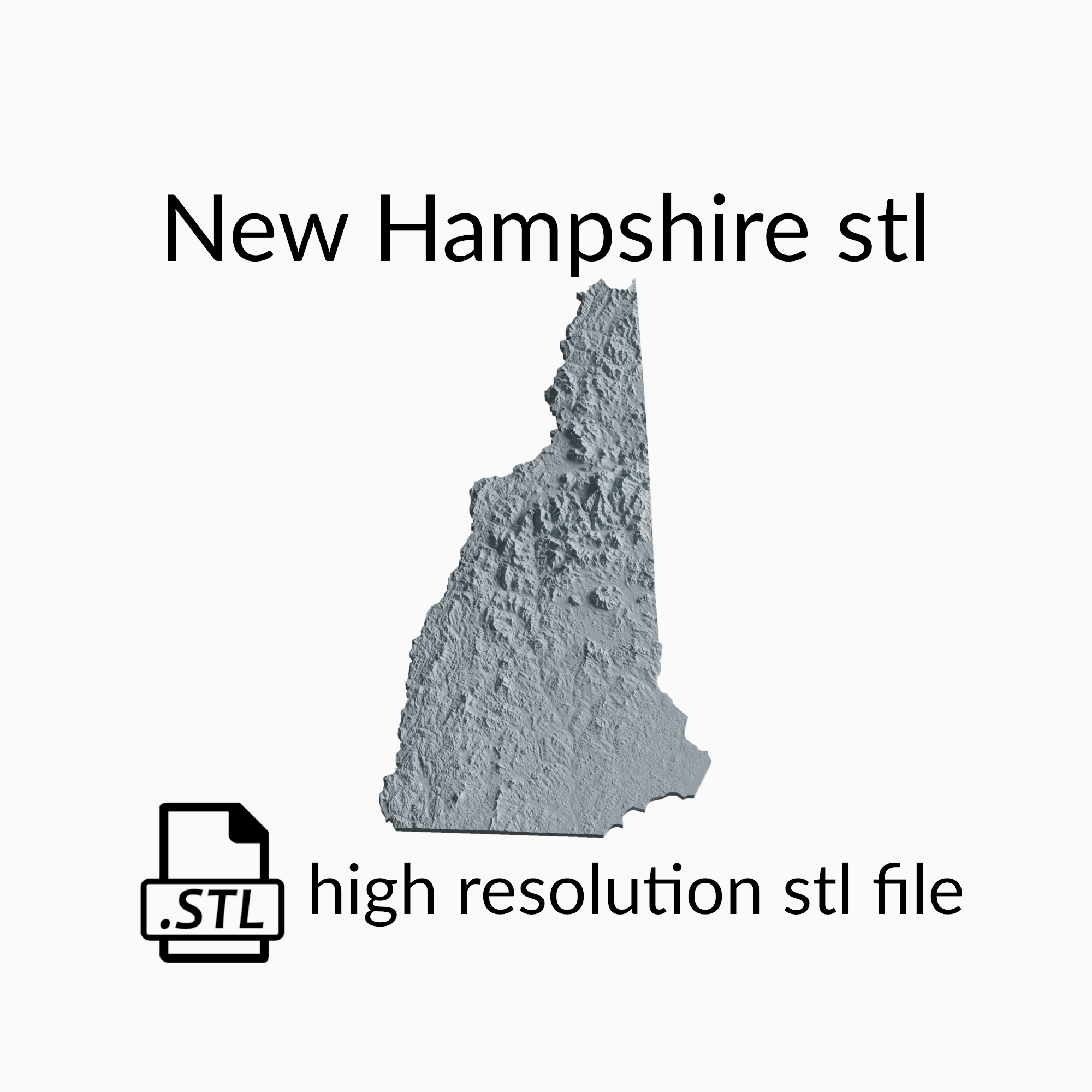USA State of New Hampshire Topographic Map - 3D Terrain Elevation - Relief Map - Topography of New Hampshire