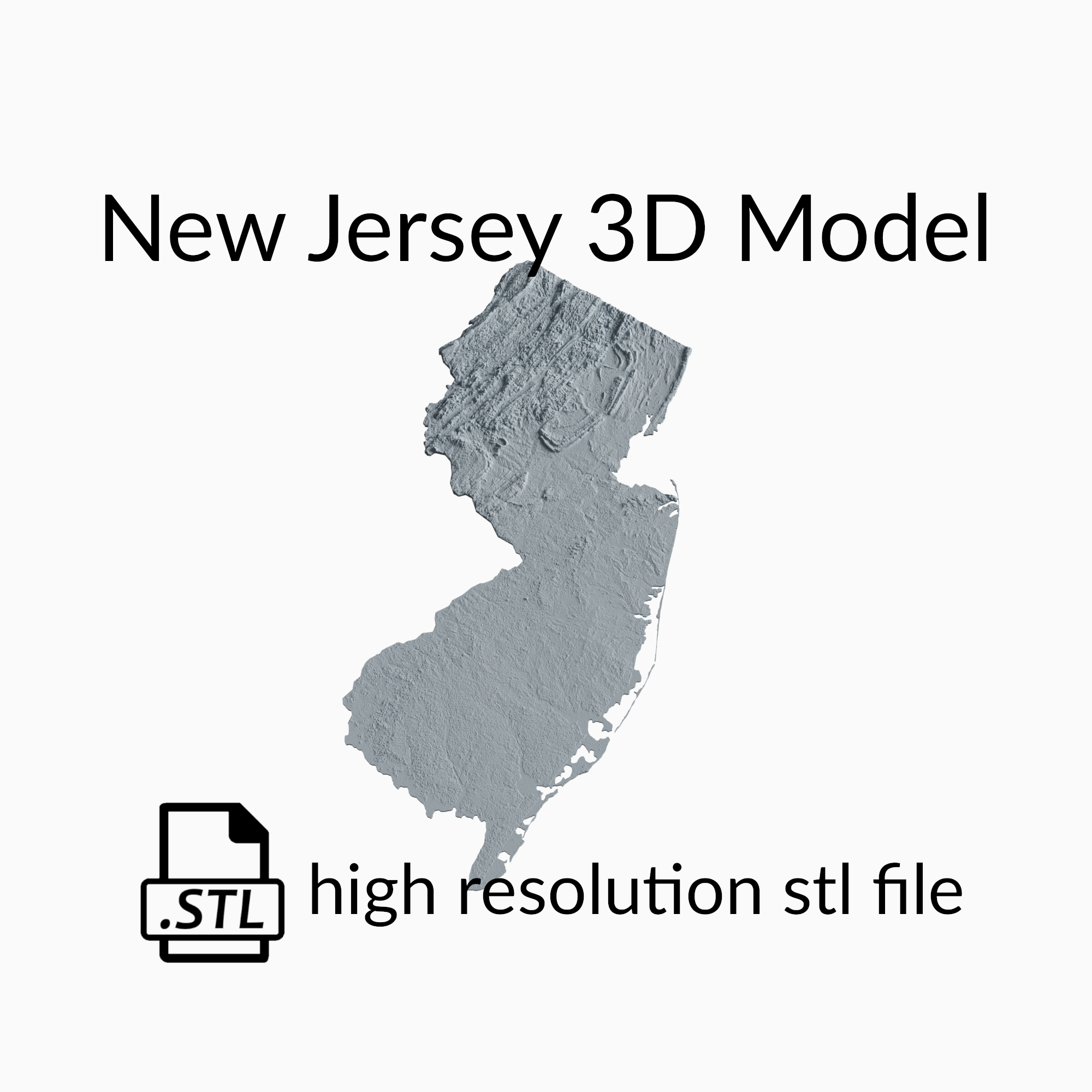 USA State of New Jersey Topographic Map - 3D Terrain Elevation - Relief Map - Topography of New Jersey