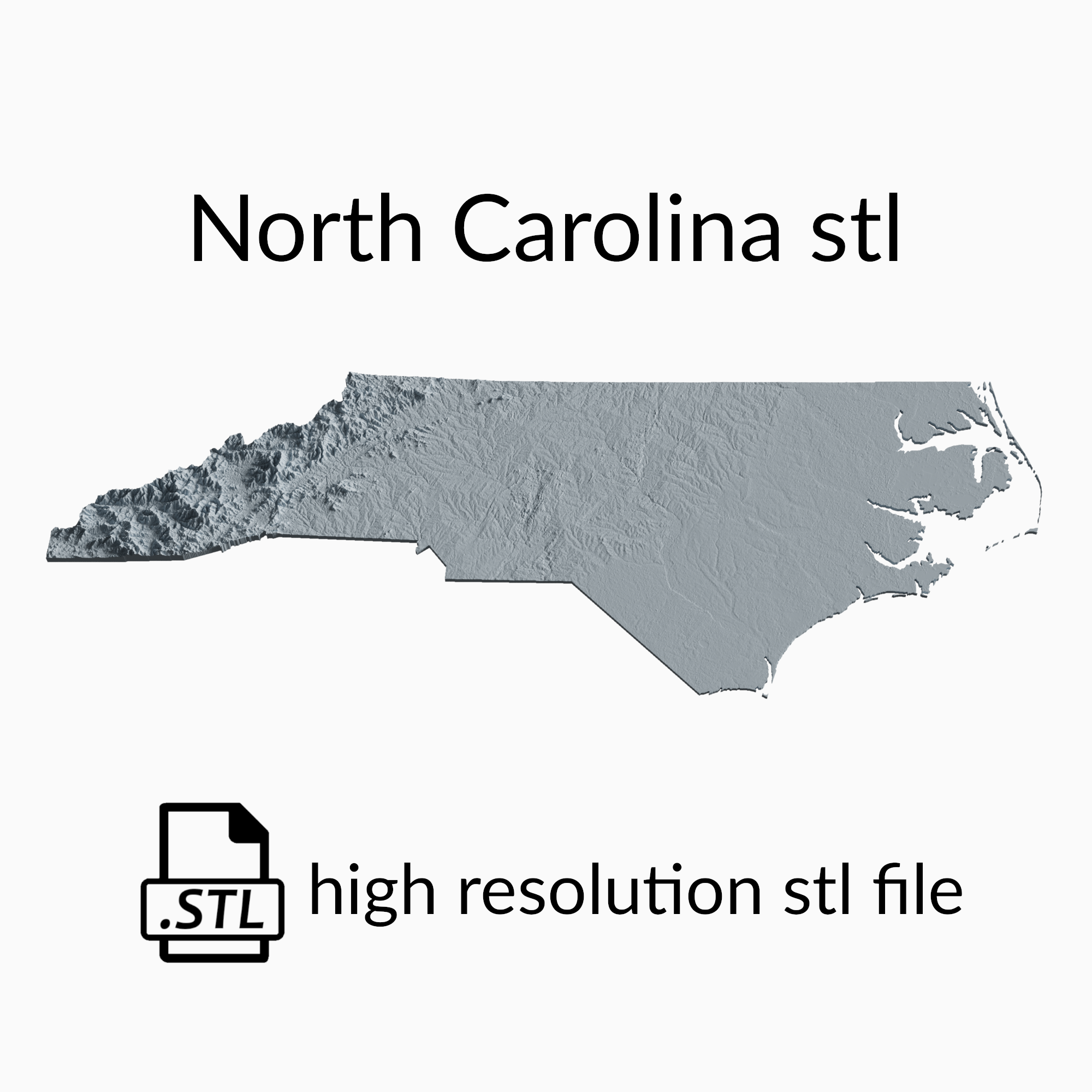 USA State of North Carolina Topographic Map - 3D Terrain Elevation - Relief Map - Topography of North Carolina