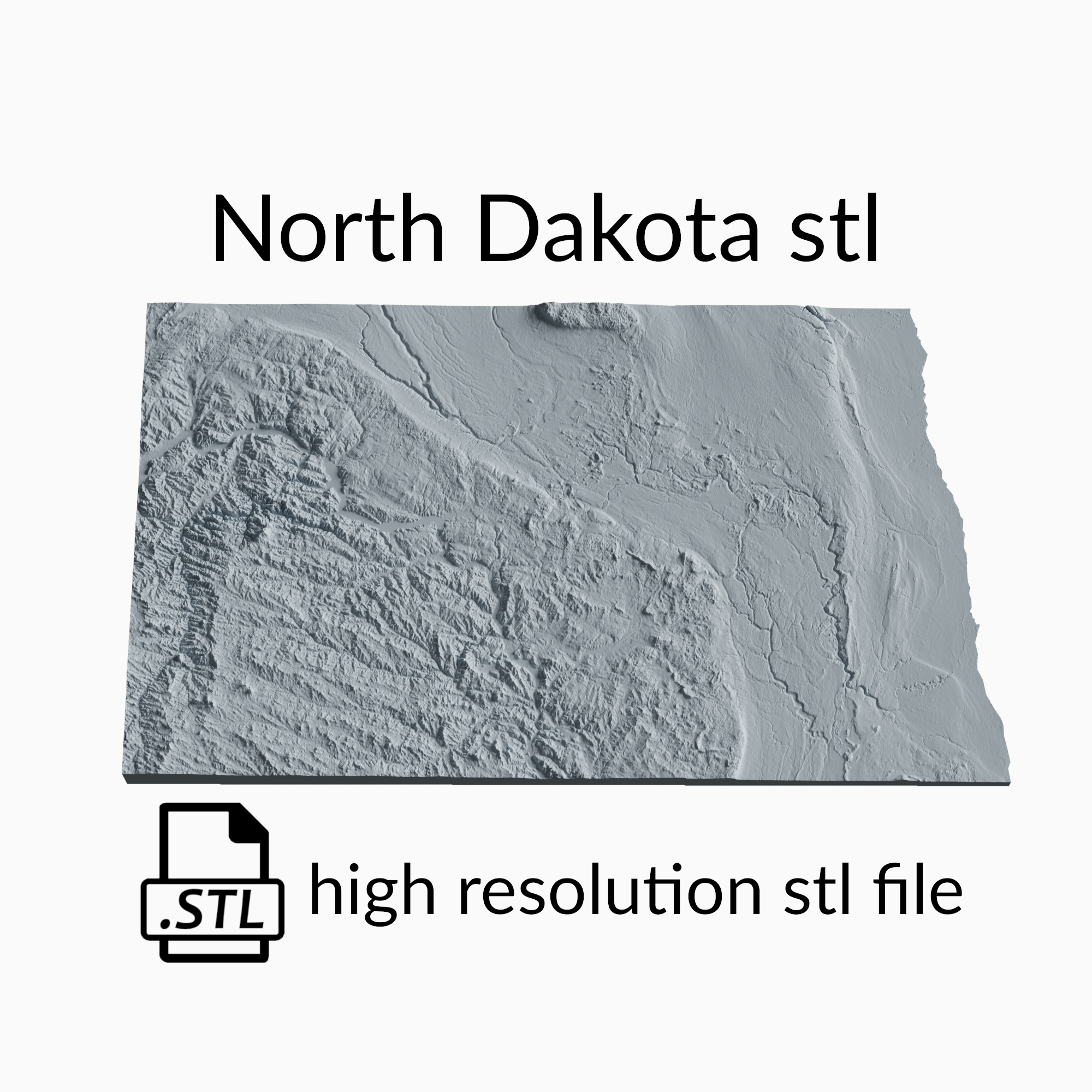 USA State of North Dakota Topographic Map - 3D Terrain Elevation - Relief Map - Topography of North Dakota