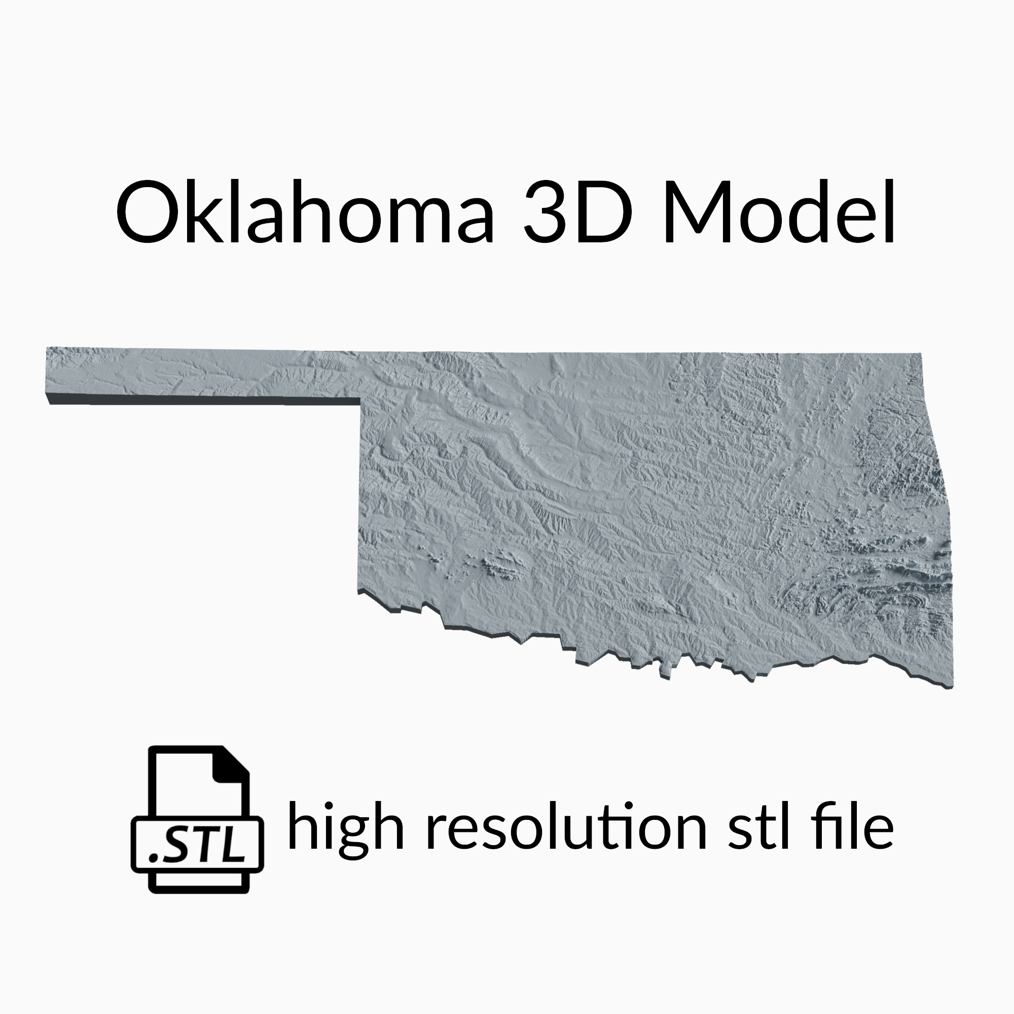 USA State of Oklahoma Topographic Map - 3D Terrain Elevation - Relief Map - Topography of Oklahoma